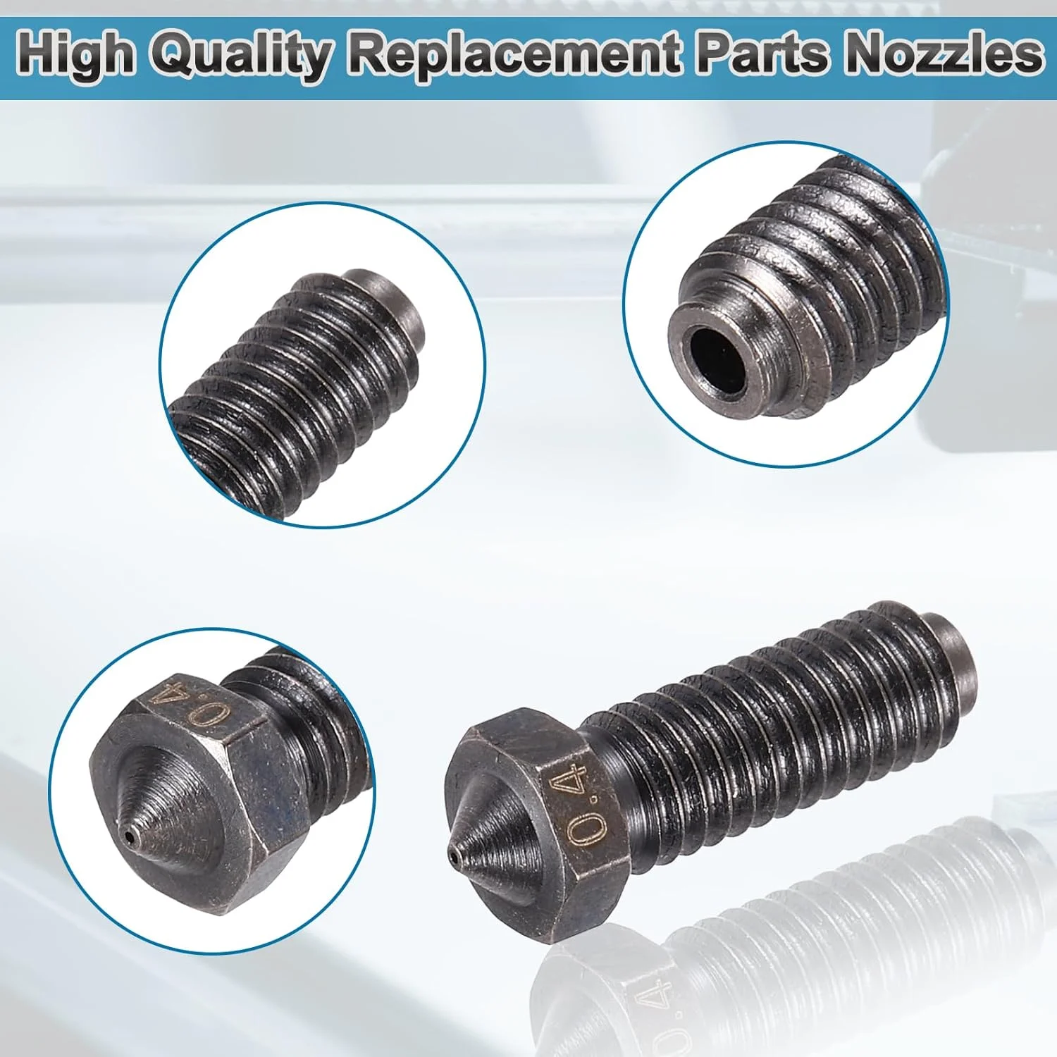 MECCANIXITY مجموعه 1 عددی نازل های اکسترودر پرینتر سه بعدی 0.2/0.4/0.6/0.8/1.0 میلی متری، فیلامنت 1.75 میلی متری، هد چاپ فولاد سخت شده برنجی، سرعت بالا، مقاوم در برابر سایش، بسته بندی شده (21x7 میلی متر)