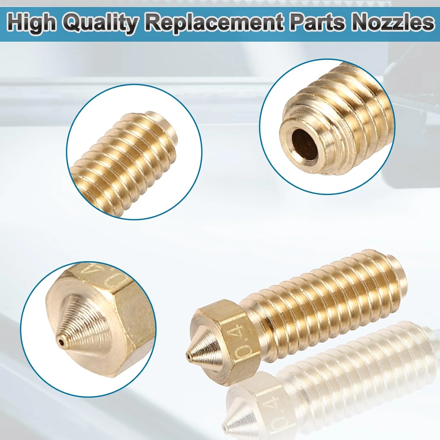 نازل اکسترودر پرینتر سه بعدی MECCANIXITY، 10 عدد، 0.4 میلی متر، فیلامنت 1.75 میلی متر، هد چاپ برنجی، سرعت بالا، مقاوم در برابر سایش، (20x6 میلی متر)