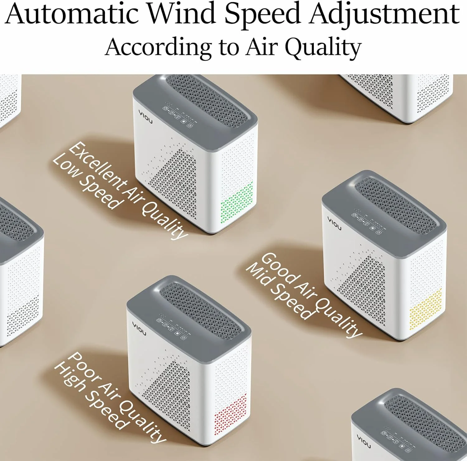 دستگاه تصفیه هوا ییو مناسب برای اتاق بزرگ تا 51 متر مربع، فیلتر هوای H13، دستگاه تصفیه هوا 20dB از بین برنده بو برای آلرژی، دود، گرد و غبار و گرده، خاکستری، 17.78x29.21x29.72 سانتی متر