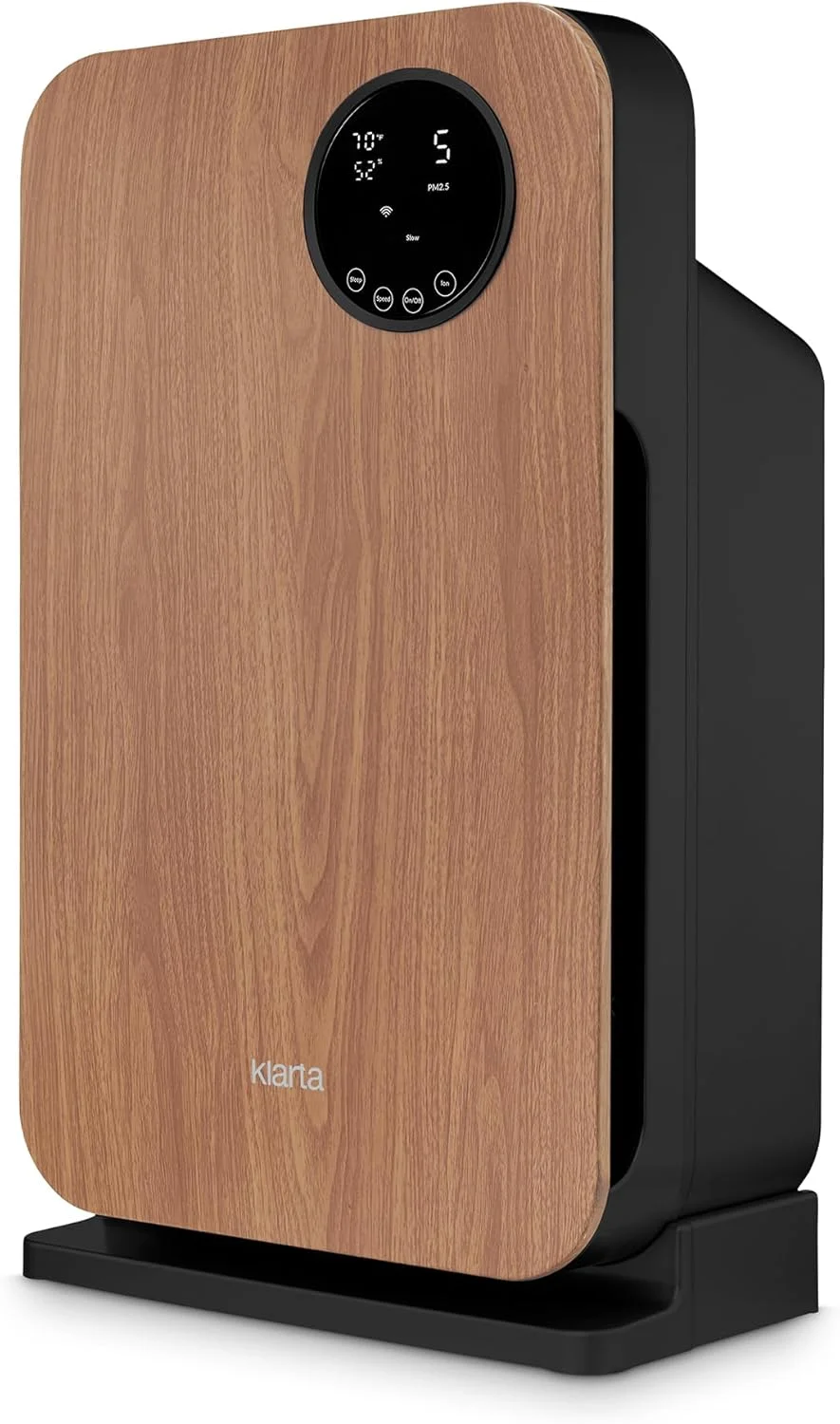 دستگاه تصفیه هوای هوشمند با فیلتراسیون 99.97% ذرات و برنامه هوشمند Wi-Fi - فوق العاده بی صدا 20 دسی بل - از بین برنده مواد آلرژی زا، دود و بو - تا 1237 فوت مربع - Klarta Forste چوب مشکی