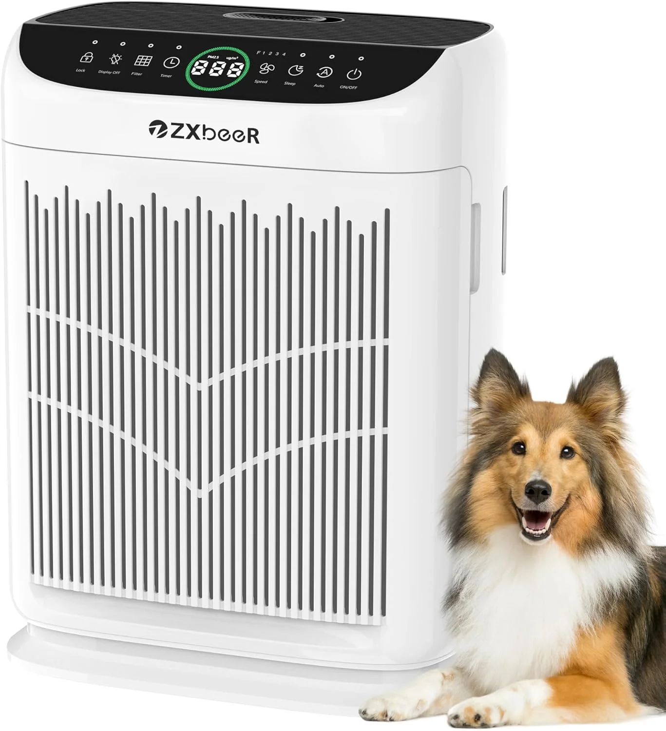 دستگاه تصفیه هوا برای اتاق بزرگ تا 280 متر مربع، تصفیه کننده هوا دو طرفه با فیلتر قابل شستشو، سنسور کیفیت هوا PM2.5، رایحه، حالت خواب 20dB، دستگاه تصفیه هوا برای اتاق خواب حیوانات خانگی (سفید)