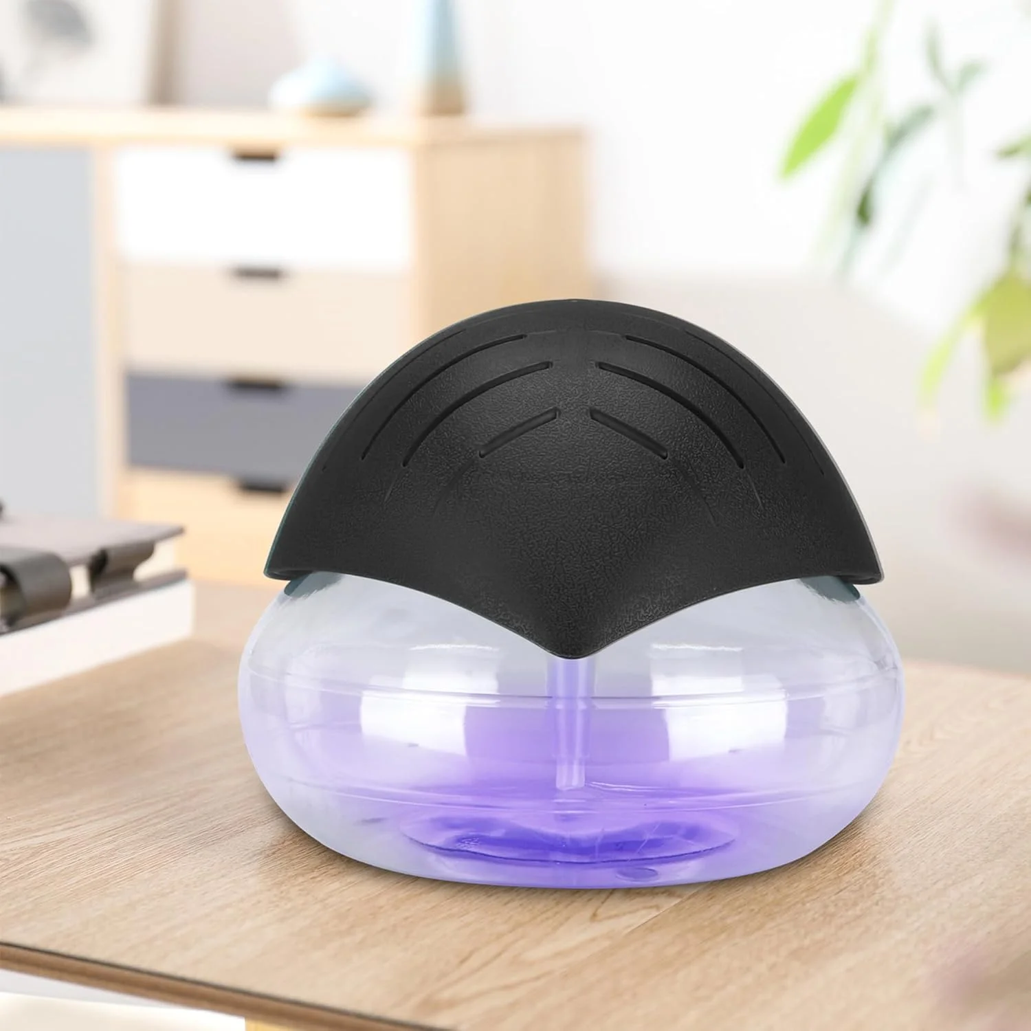 دستگاه تصفیه هوا با چراغ های LED برای اتاق خواب، خوشبو کننده هوا، معطر کننده اتاق، پخش کننده رایحه و روغن های ضروری با چراغ های LED (مشکی)