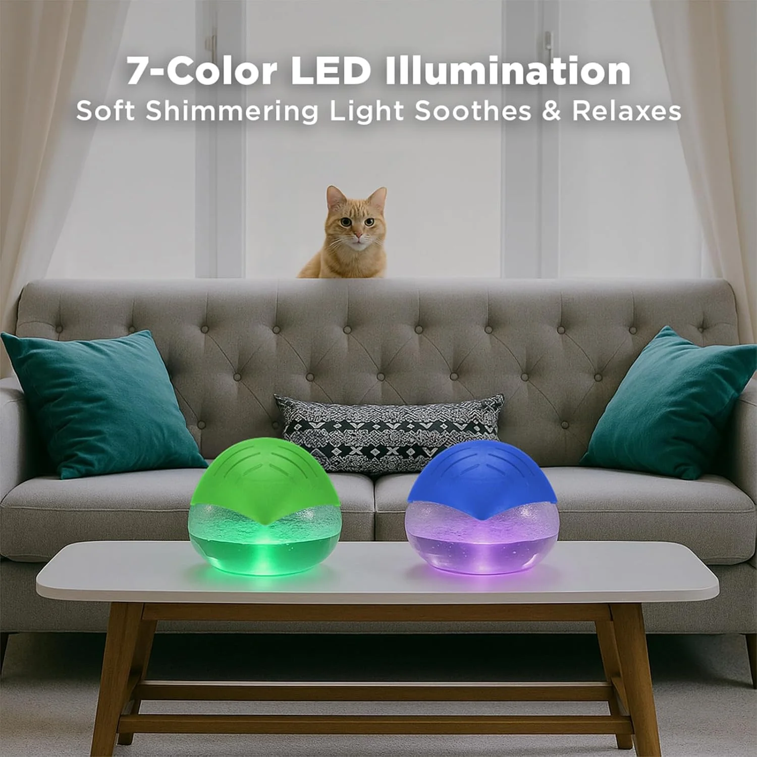 دستگاه تصفیه هوا با چراغ های LED برای اتاق خواب، خوشبو کننده هوا، معطر کننده اتاق، پخش کننده رایحه و روغن های ضروری با چراغ های LED (مشکی)