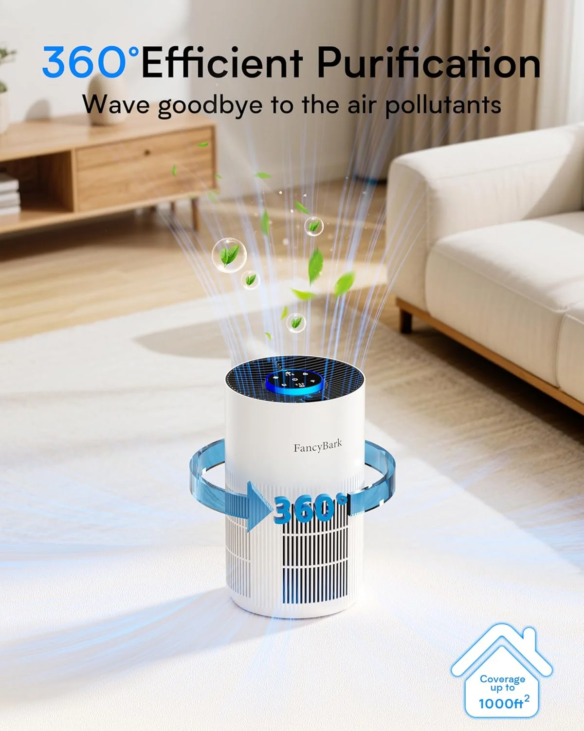 دستگاه تصفیه هوا برای اتاق خواب منزل تا 93 متر مربع، تصفیه کننده هوای اتاق با فیلتر H14 True HEPA، دارای حالت خواب، حالت نور و عملکرد رایحه، پاک کننده هوا برای دود، بو، گرد و غبار، گرده، شوره حیوانات خانگی (سفید)