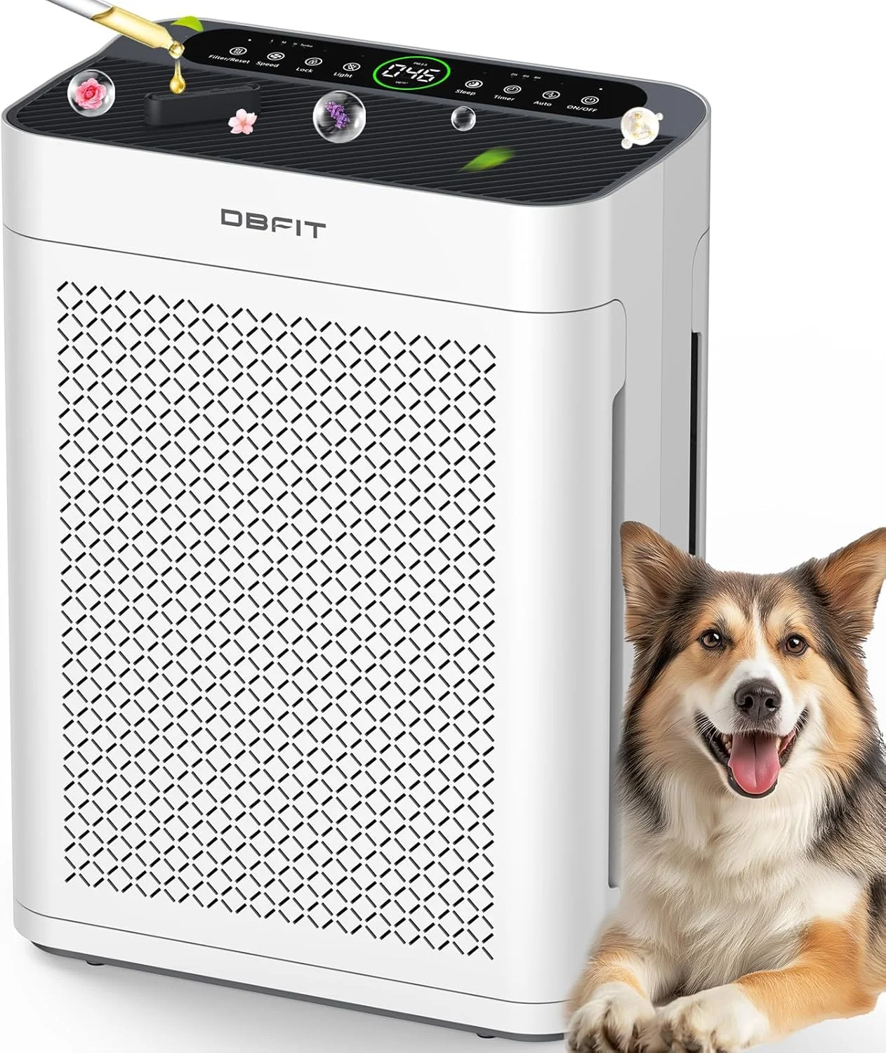 دستگاه تصفیه هوا برای خانه و اتاق بزرگ تا 278 متر مربع، تصفیه کننده هوای دو طرفه DBFIT HEPA با فیلتر قابل شستشو، سنسور کیفیت هوا PM 2.5، دستگاه تصفیه هوا برای اتاق خواب، خوابگاه، حیوانات خانگی، دفتر کار، AP300