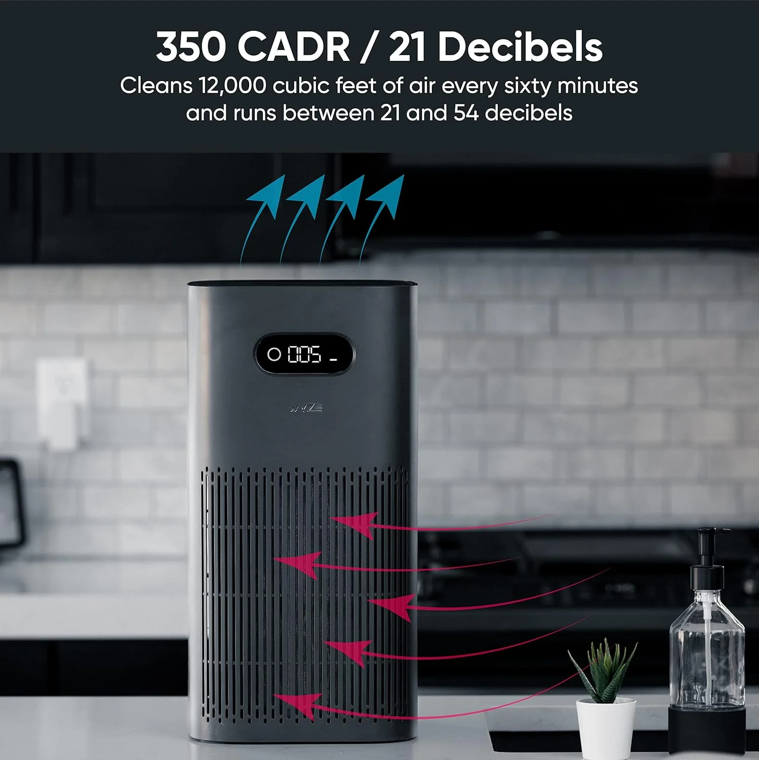 دستگاه تصفیه هوا وایز با فیلتر فرمالدئید (پرمیوم)، مناسب منزل، صدای کم 21 دسی بل، HEPA 13، حذف آلاینده های رایج، از بین بردن فرمالدئید، بو، دود، گرده، گرد و غبار، وای فای هوشمند الکسا گوگل، مشکی