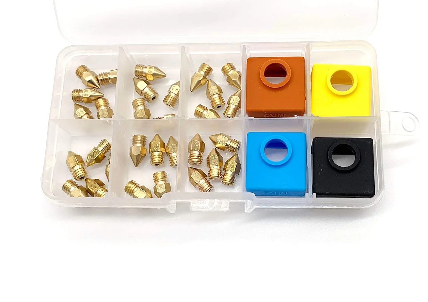 قطعات و لوازم جانبی پرینتر سه بعدی Lysee - نازل اکسترودر MK8، هد چاپ اکسترودر 0.2/0.3/0.4/0.6/0.8/1.0 میلی متر و جوراب سیلیکونی mk8 mk9 برای Anet A8 E10 Creality CR-10 Ender 3