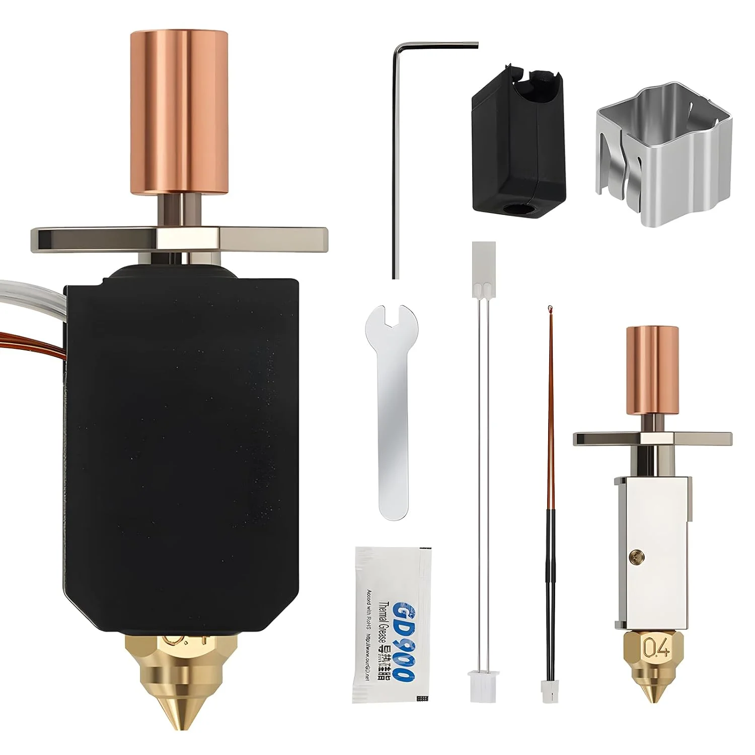 کیت هات‌اند ارتقا یافته برای پرینتر سه بعدی K1 و K1 Max، اکسترودر سرامیکی با هسته گرمایشی دمای بالای 550 درجه سانتیگراد، نازل پرینتر سه بعدی Jusnboir با جریان بالا و گلوئی فلزی دوفلزی