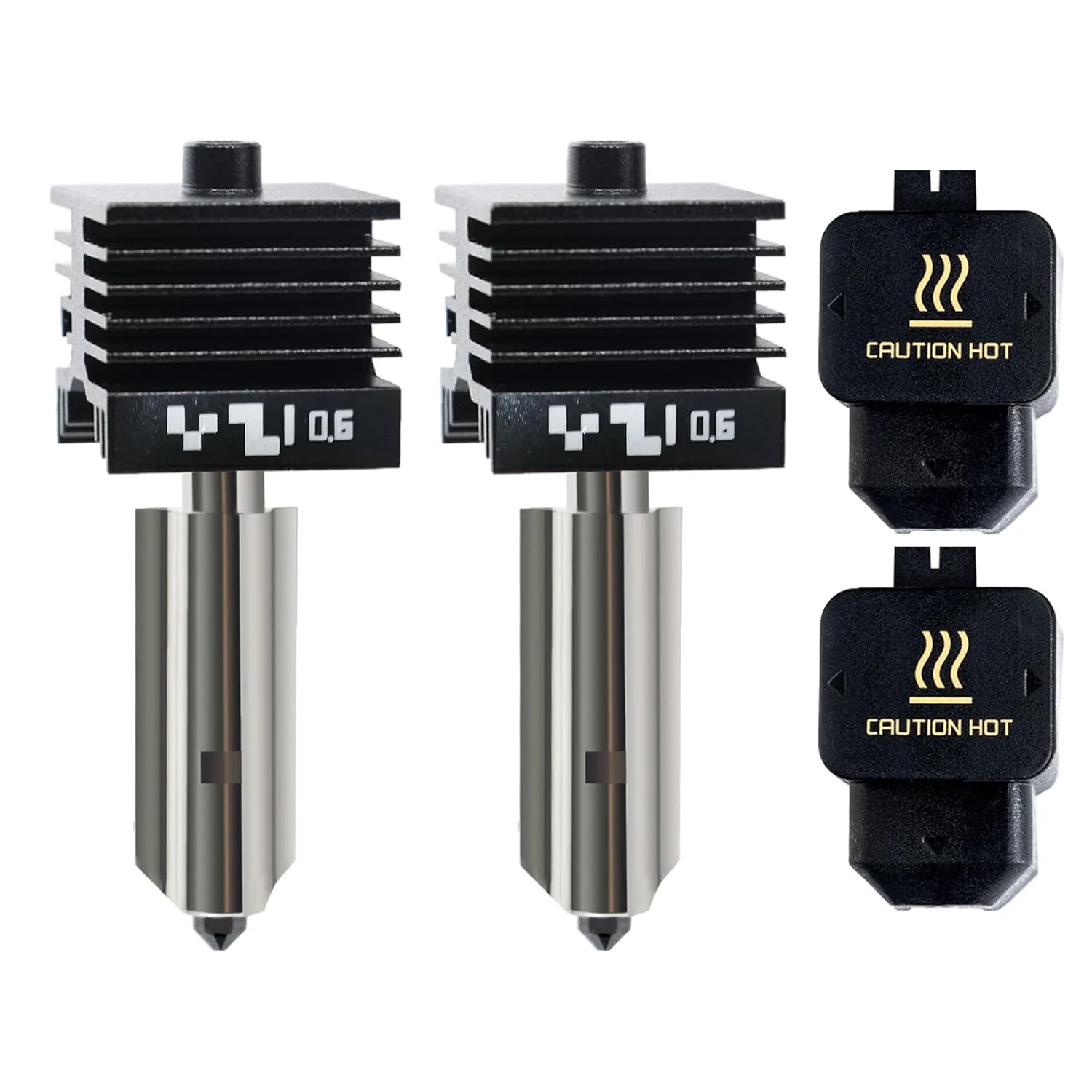 2 عدد کیت هات‌اند هد چاپ 0.6 میلی‌متری P2S H2S H2D، کیت هات‌اند اکسترودر با عملکرد بالا با نازل فولادی سخت‌شده قابل جابجایی برای پرینتر سه بعدی لیزری Bambu Lab P2S H2S/H2D/H2D Combo/A1/A1 Mini