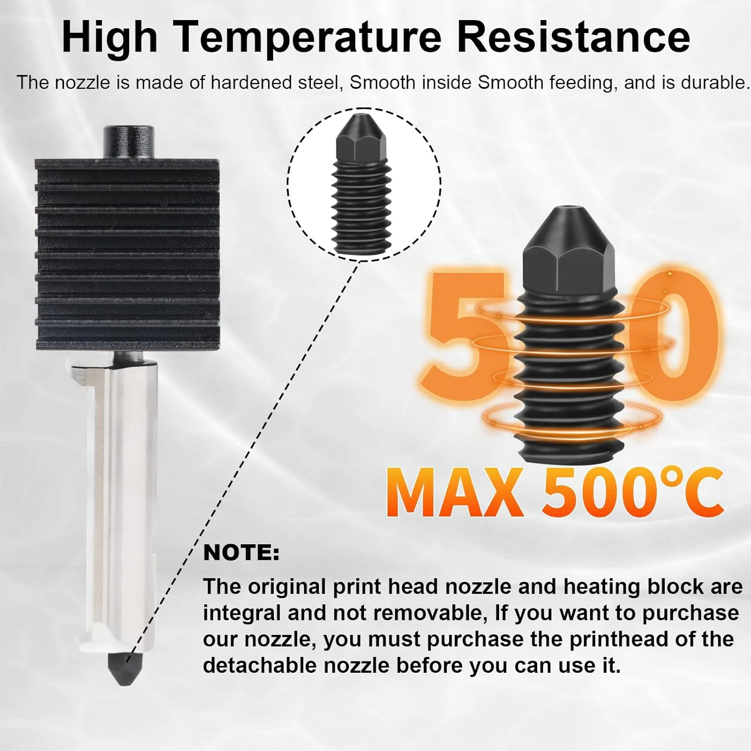 نازل فولادی سخت شده 0.8 میلی متری قابل جابجایی 5 عددی برای Bambu Lab A1/A1 Mini، نازل های اکسترودر پرینتر سه بعدی برای A1/A1 Mini