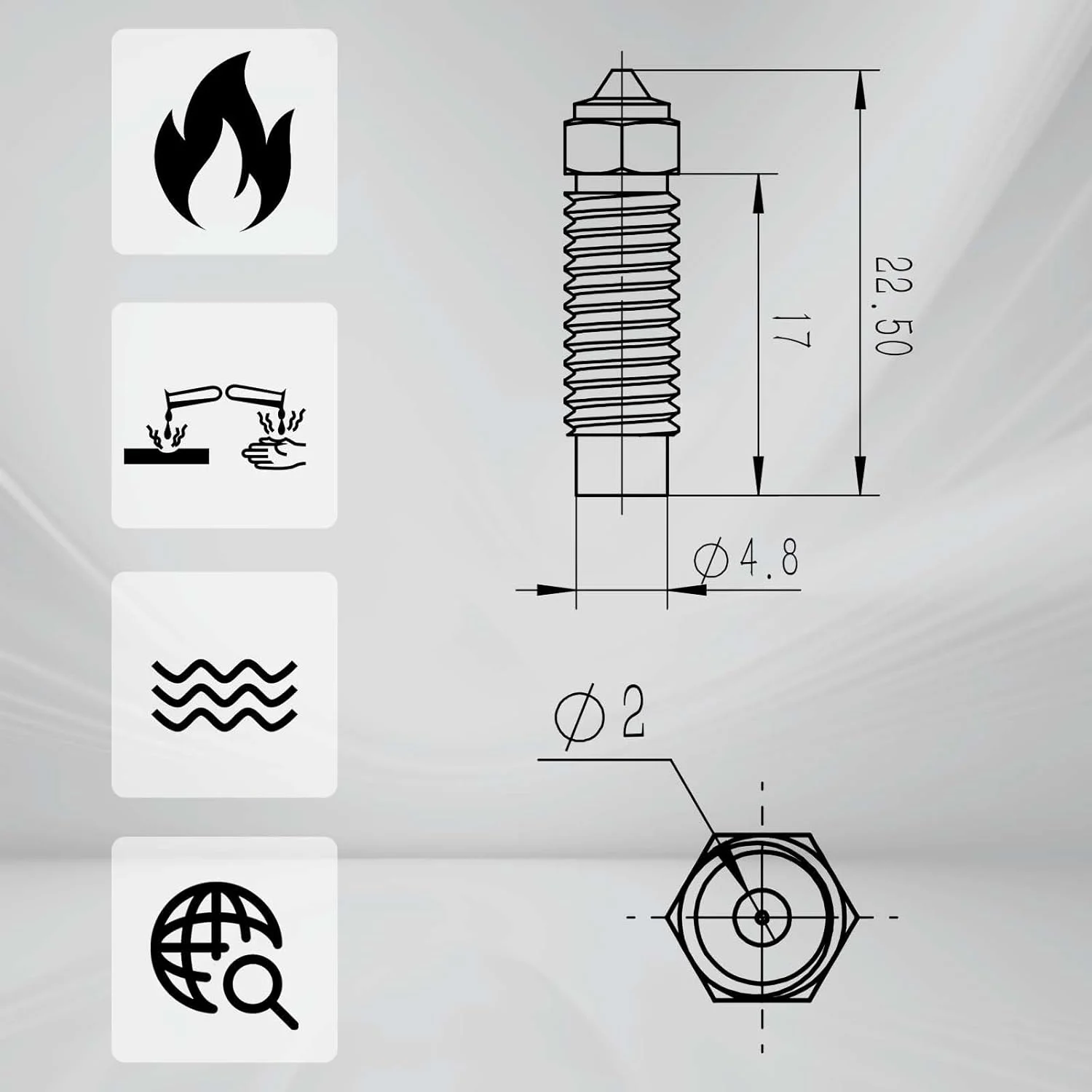 نازل فولادی سخت شده 0.6 میلی متری IdeaFormer-3D، 5 عددی، مقاوم در برابر درجه حرارت بالا، نازل هات اند اکسترودر برای پرینترهای سه بعدی Neptune 4 Plus/Neptune 4 Max نازل فولادی سخت شده 0.6 میلی متری IdeaFormer-3D، 5 عددی، مقاوم در برابر درجه حرارت بالا، نازل هات اند اکسترودر برای پرینترهای سه بعدی Neptune 4 Plus/Neptune 4 Max