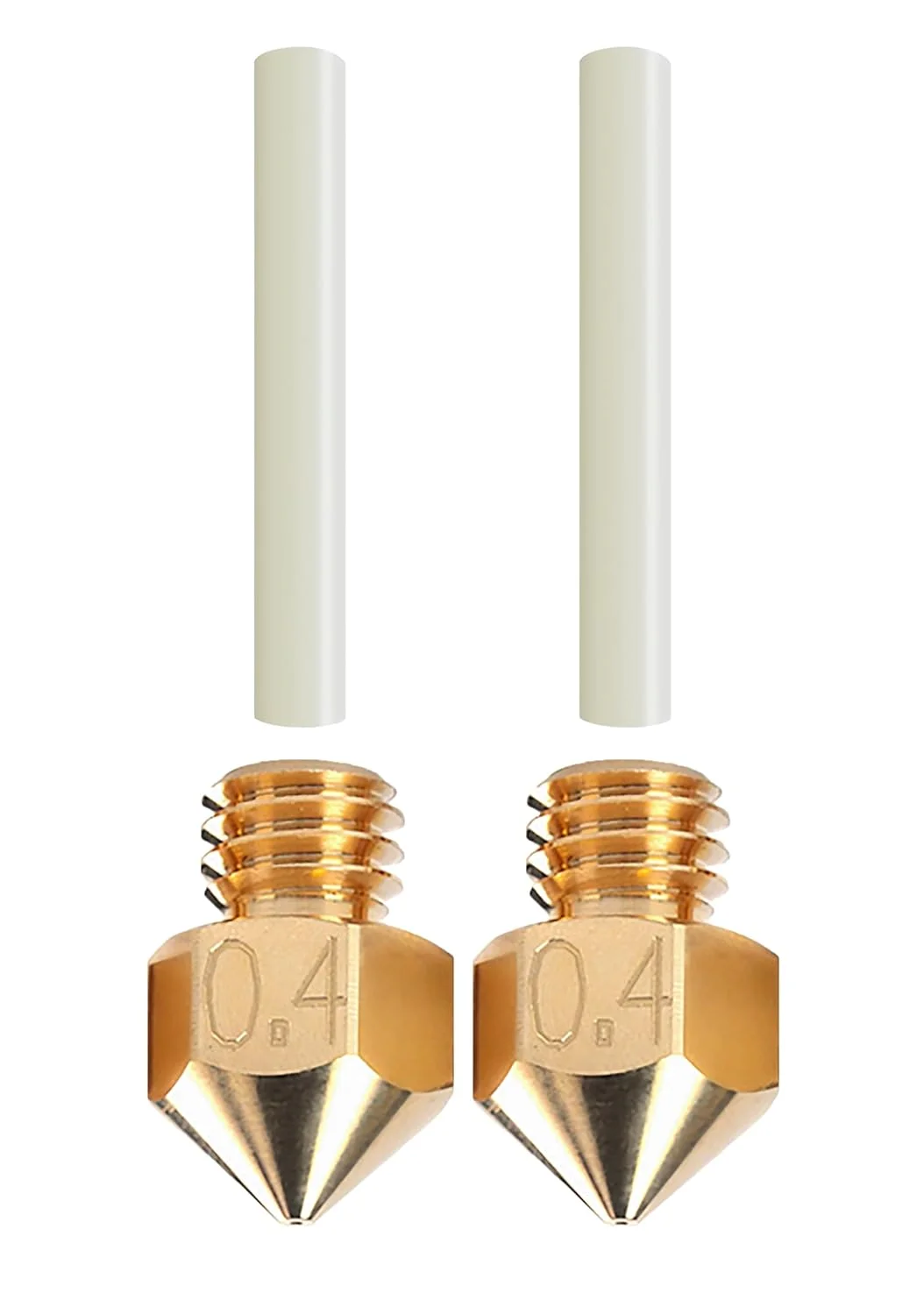 نازل های برنجی M6 کیویدی تک i-Fast و X-CF Pro (0.4 میلی متر) لوله های PTFE، فیلامنت 1.75 میلی متری اکسترودر پرینتر سه بعدی کیویدی (2 عدد)