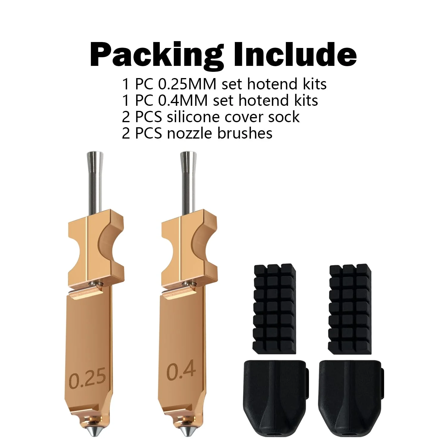 2 عددی کیت هات‌اند ارتقا یافته 0.25MM 0.4MM برای Flashforge AD5X، نازل اکسترودر جداشدنی سریع، بلوک گرمکن نازل رهاسازی سریع، لوله گلو با 2 عدد روکش سیلیکونی و 2 عدد برس نازل پرینتر سه بعدی
