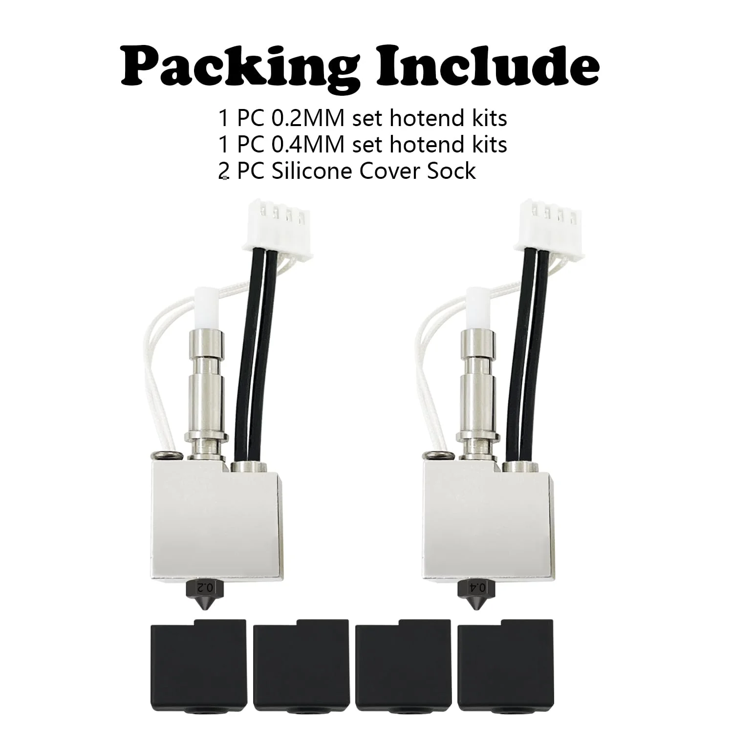 هات‌اند ارتقا یافته 0.2 و 0.4 میلی‌متری 200K ترمیستور سخت شده برای Kobra S1 Combo، کیت اکسترودر هد چاپ استیل ضد زنگ، میله گرمایشی نازل هات اند به همراه 2 عدد روکش سیلیکونی برای Anycubic (بسته 2 عددی)