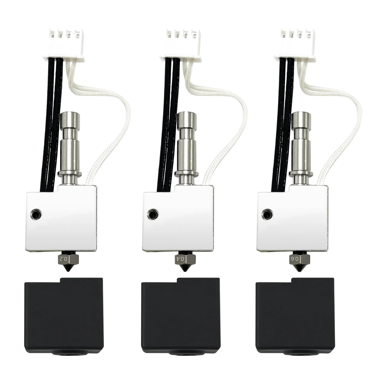 مجموعه ۳ عددی هات‌اند سخت‌کاری شده برای Kobra S1، شامل نازل‌های استیل ۰.۲ میلی‌متر، ۰.۴ میلی‌متر و ۰.۶ میلی‌متر، کیت اکسترودر هد چاپ، بلوک حرارتی هات‌اند، میله گرم‌کننده، ترمیستور ۲۰۰K مناسب برای Anycubic Kobra S1/ACE Pro