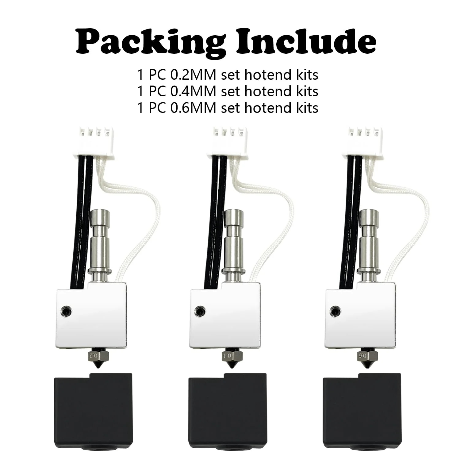 مجموعه ۳ عددی هات‌اند سخت‌کاری شده برای Kobra S1، شامل نازل‌های استیل ۰.۲ میلی‌متر، ۰.۴ میلی‌متر و ۰.۶ میلی‌متر، کیت اکسترودر هد چاپ، بلوک حرارتی هات‌اند، میله گرم‌کننده، ترمیستور ۲۰۰K مناسب برای Anycubic Kobra S1/ACE Pro