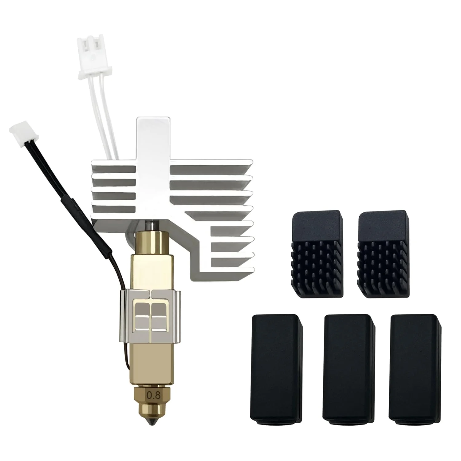 هات‌اند سرامیکی 0.8 میلی‌متری برای کیت اکسترودر هد چاپ کربنی Centauri، هیت سینک هات اند، کارتریج حرارتی، نازل سخت شده به همراه 2 عدد روکش سیلیکونی اضافی و 2 عدد برس نازل برای Elegoo Centauri