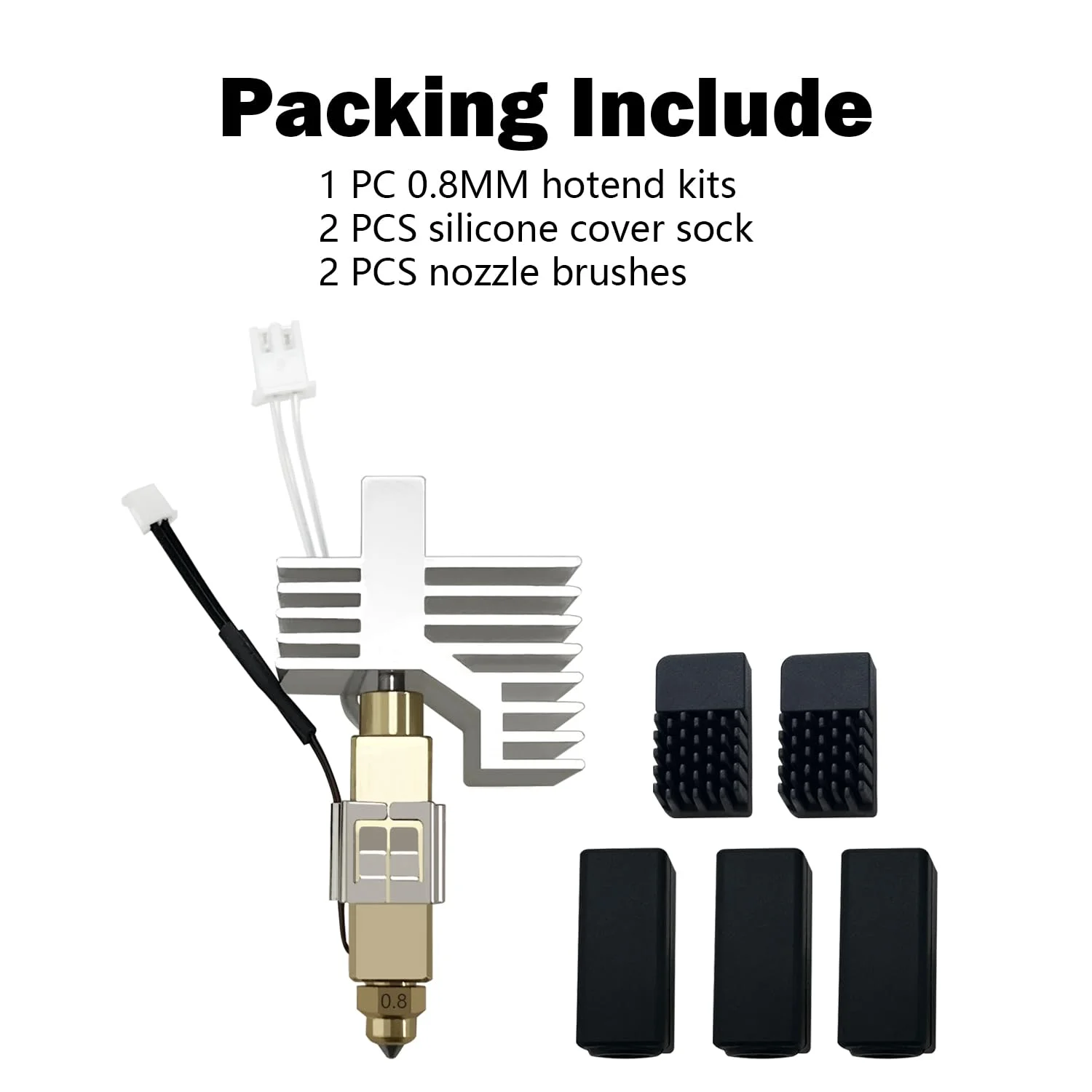 هات‌اند سرامیکی 0.8 میلی‌متری برای کیت اکسترودر هد چاپ کربنی Centauri، هیت سینک هات اند، کارتریج حرارتی، نازل سخت شده به همراه 2 عدد روکش سیلیکونی اضافی و 2 عدد برس نازل برای Elegoo Centauri