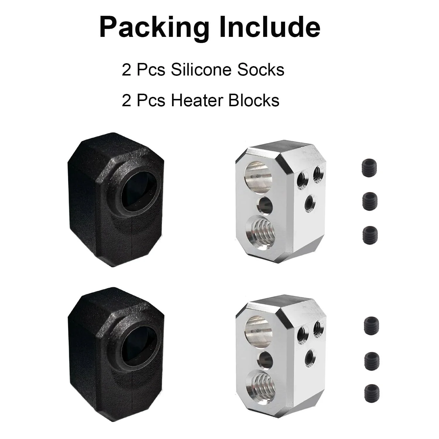 2 عدد بلوک گرمکن آلومینیومی MK4/MK3.9/XL و 2 عدد روکش جوراب سیلیکونی برای پرینتر سه بعدی Pursa I3 MK4/MK3.9/XL، قطعات و لوازم جانبی پرینتر سه بعدی، بلوک های گرم کننده هات اند اکسترودر و محافظ جوراب سیلیکونی