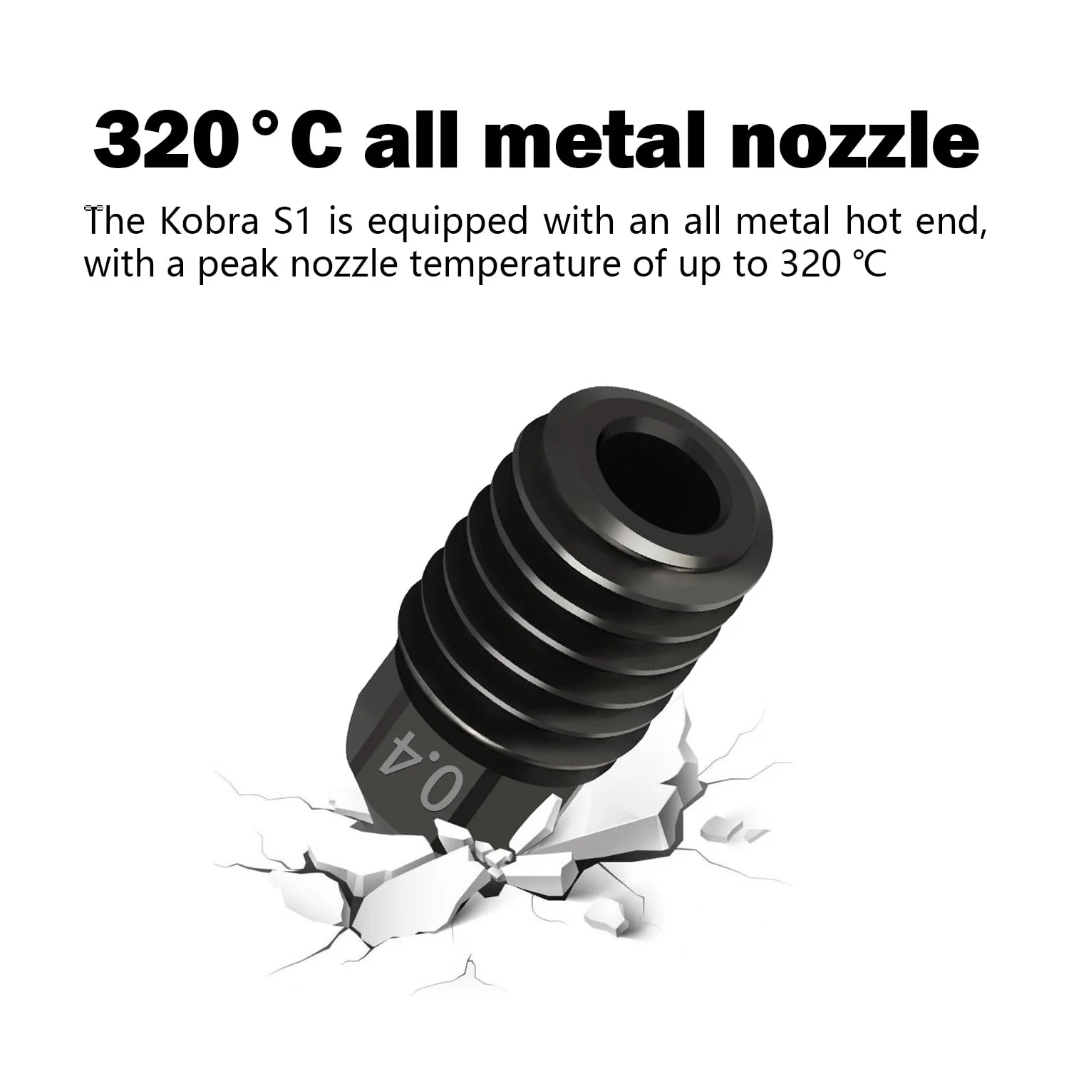 کیت اکسترودر هات‌اند سرامیکی ارتقا یافته Kobra S1 - هات‌اند/هد چاپگر سه بعدی Kobra S1 با نازل فولادی سخت شده 0.4 میلی‌متری، ترمیستور، کارتریج گرمکن، گلوگاه حرارتی