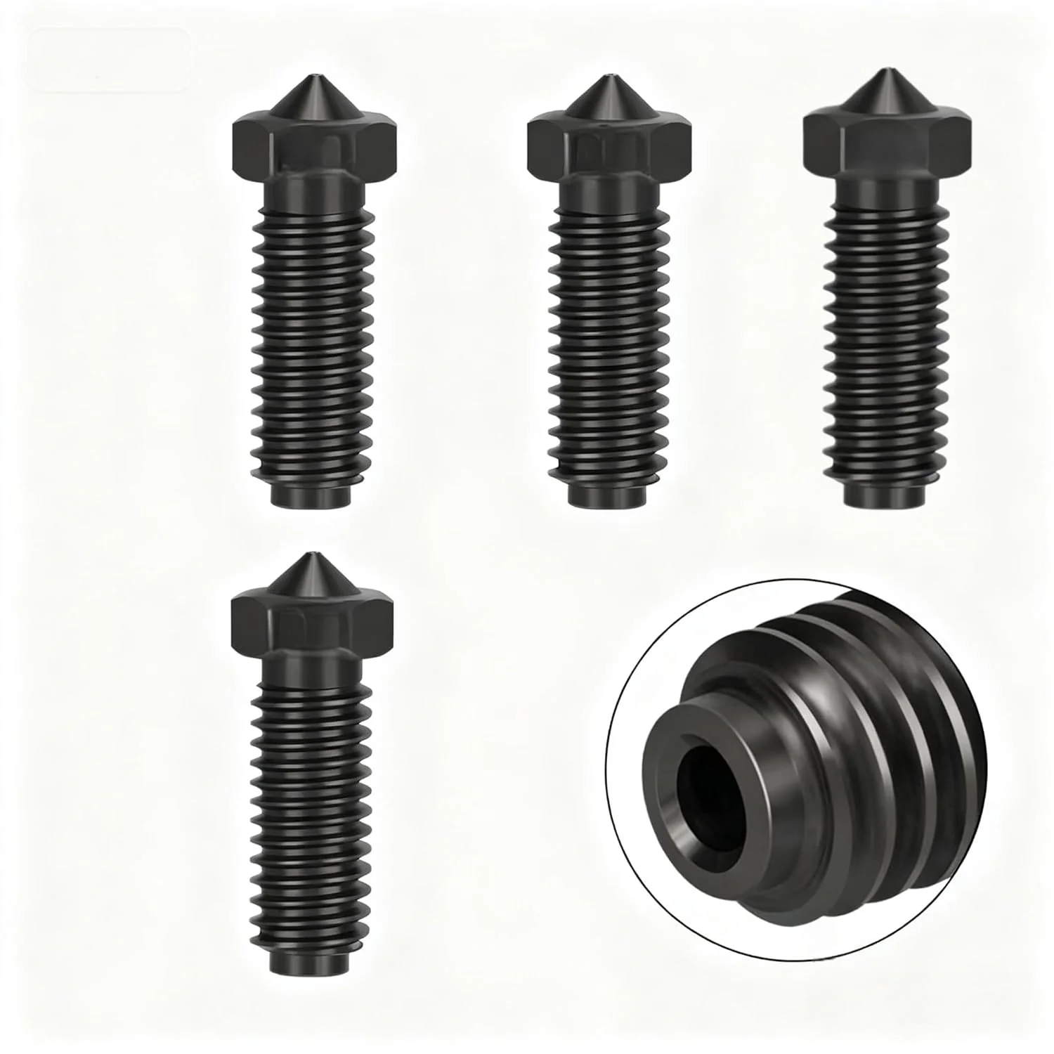 بسته 5 عددی نازل فولادی سخت با سرعت بالا 0.2mm 0.4mm 0.6mm 0.8mm 1.0mm برای کیت اکسترودر هات اند Anycubic Kobra 2، نازل با دقت بالا برای هات اند پرینتر سه بعدی