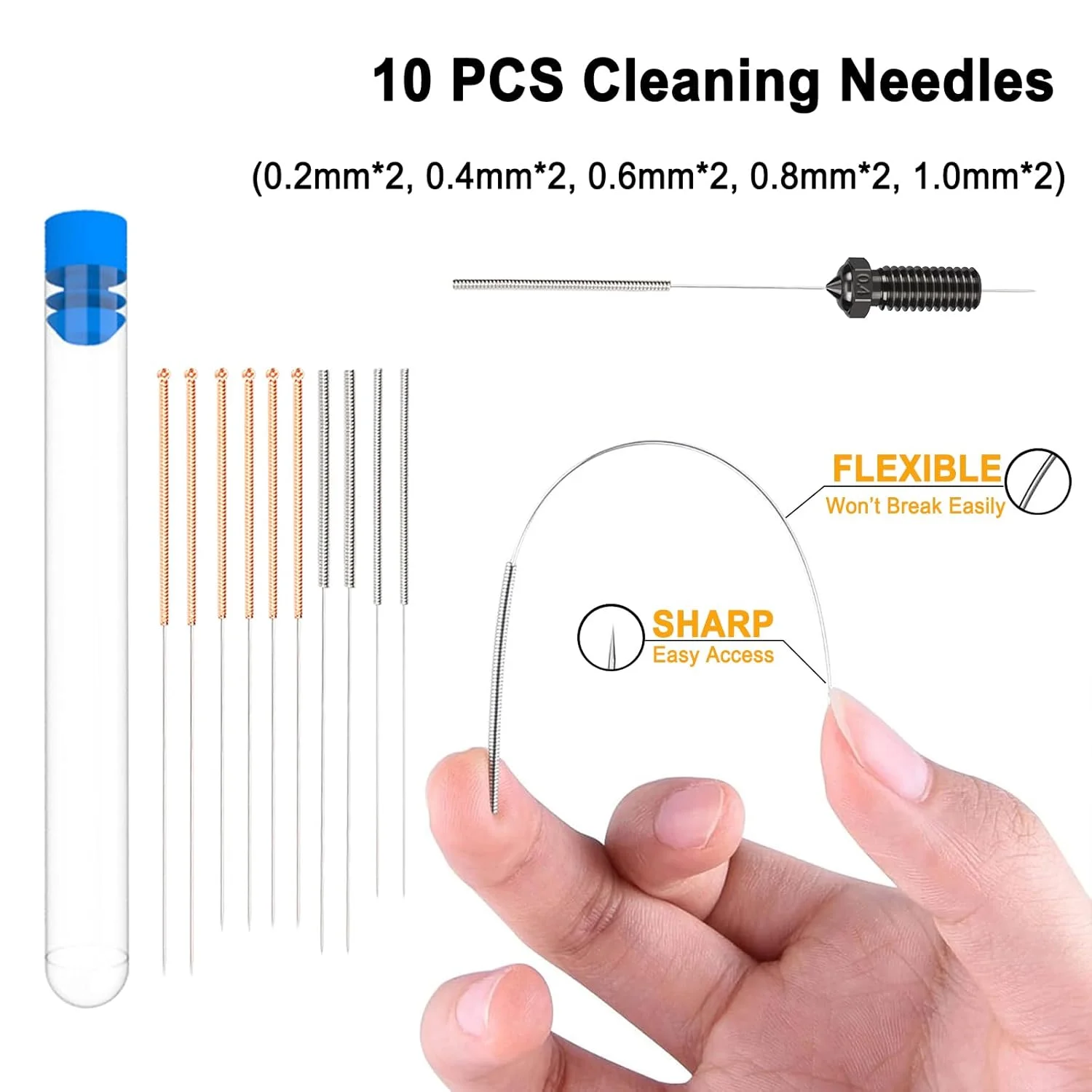 10 عدد نازل فولادی سخت کاری شده با اندازه های مختلف برای پرینتر سه بعدی R QIDI Q1 Pro/X-Max 3 / Q1 Pro/X-Plus 3 / X-Smart 3، 2 عدد نازل اکسترودر هات اند 0.2/0.4/0.6/0.8/1.0 میلی متری برای قطعات پرینتر سه بعدی R QIDI