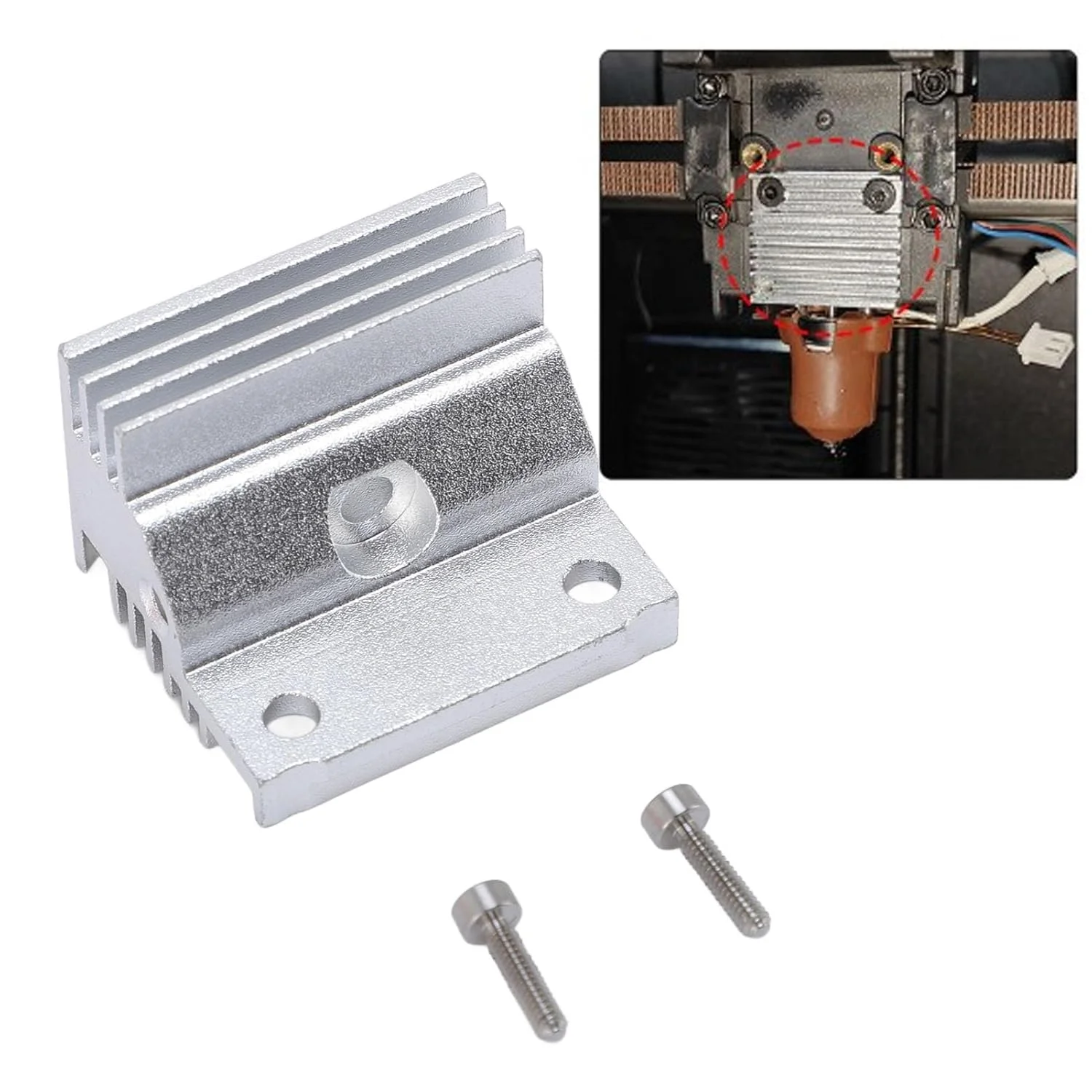 هیت سینک هات اند آلیاژ آلومینیوم، بلوک خنک کننده کارآمد و سبک وزن برای چاپگر سه بعدی K1 K1 Maximum، لوازم جانبی جایگزین اکسترودر با 2 پیچ (نقره ای)