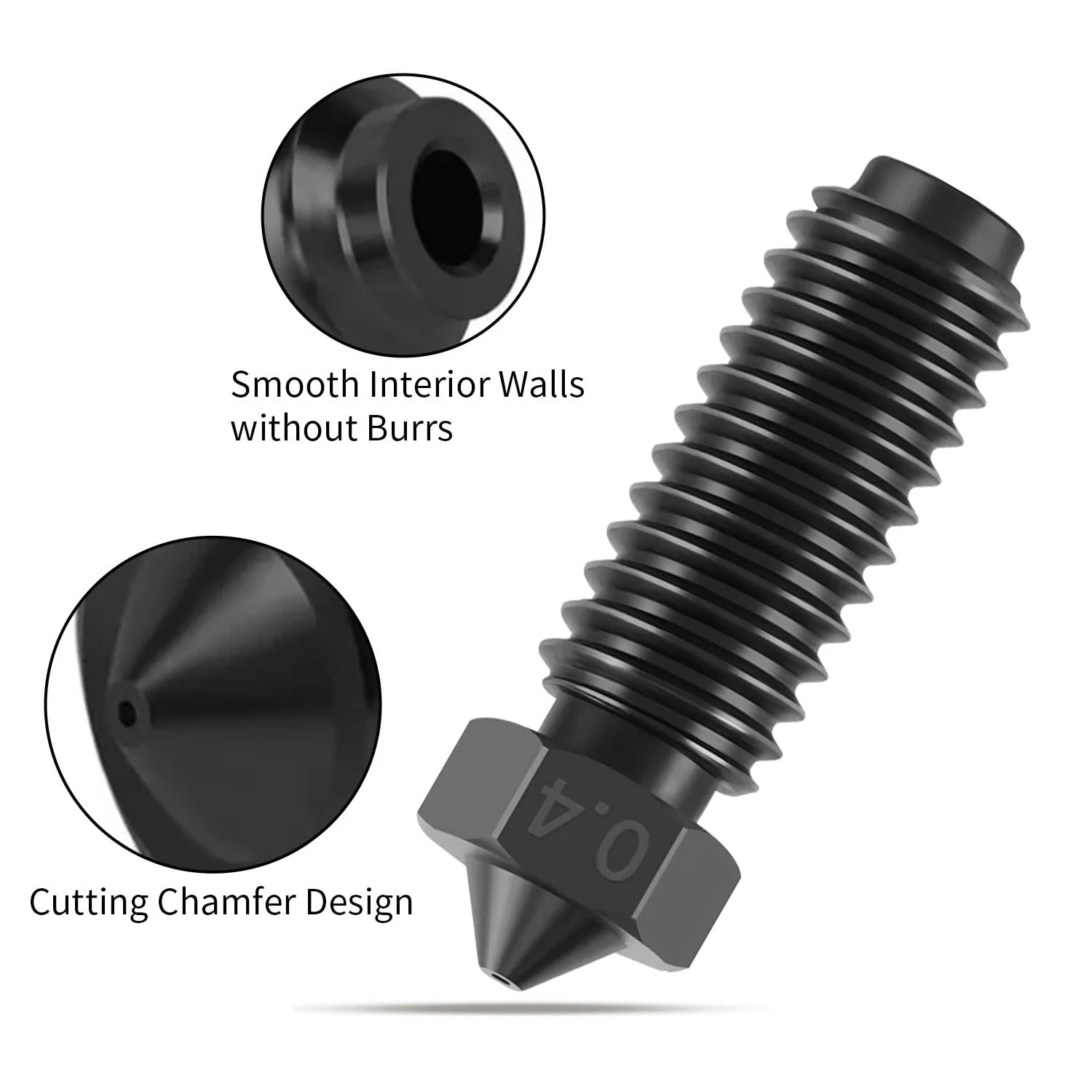 مجموعه 5 عددی نازل فولادی سخت شده 0.4 میلی‌متری برای Anycubic Kobra 3/Kobra 3 Combo/Kobra S1، ارتقاء جریان بالا برای فیلامنت‌های سایشی به همراه جوراب سیلیکونی