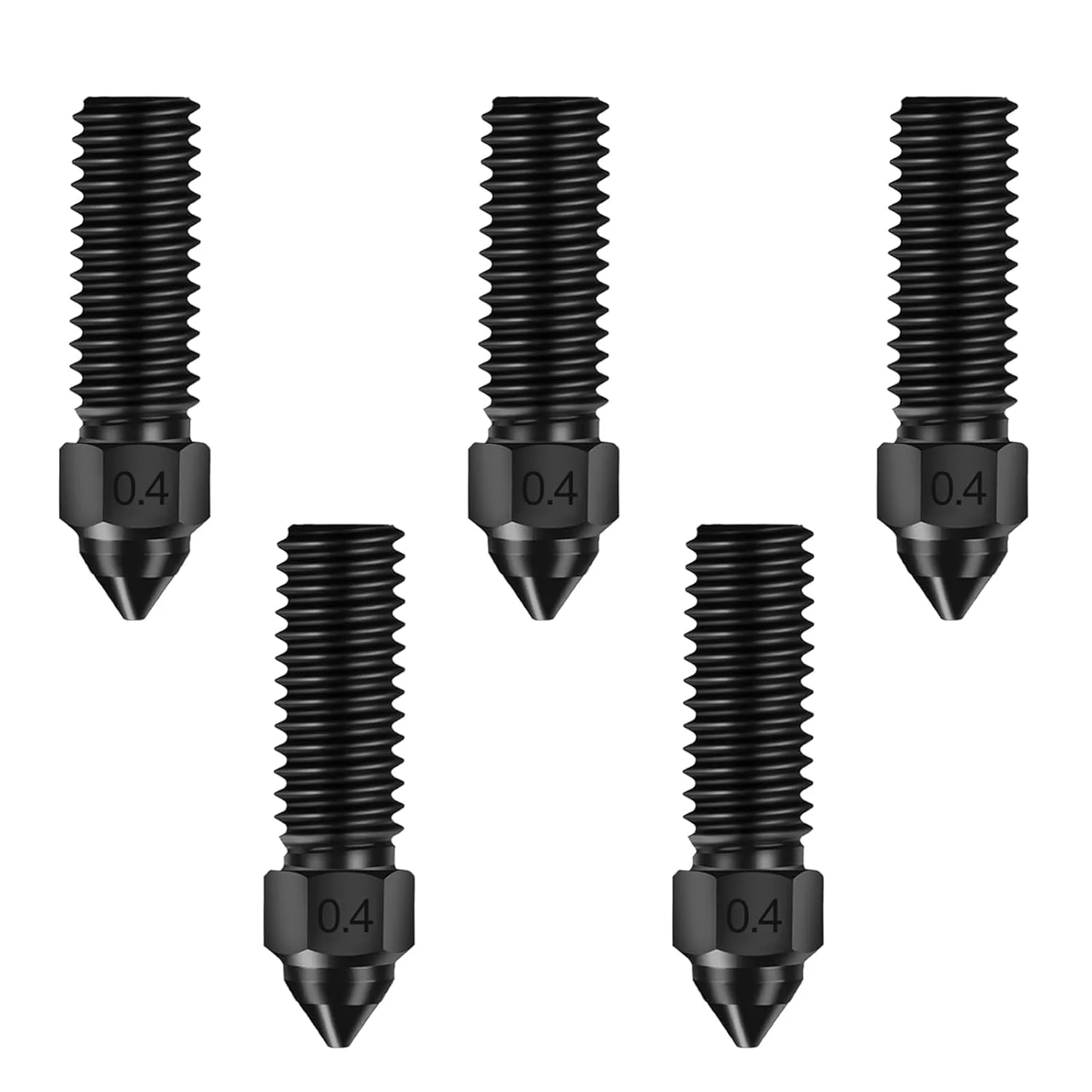 ۵ عدد نازل سخت کاری شده پرینتر سه بعدی 0.4 میلی متری، کیت نازل فولادی سخت کاری شده برای پرینتر سه بعدی Ender 3 V3 KE، نازل های اکسترودر با سرعت چاپ بالا و جریان بالا برای پرینتر سه بعدی Creality K1/ K1 Max/CR-M4/CR-10 SE