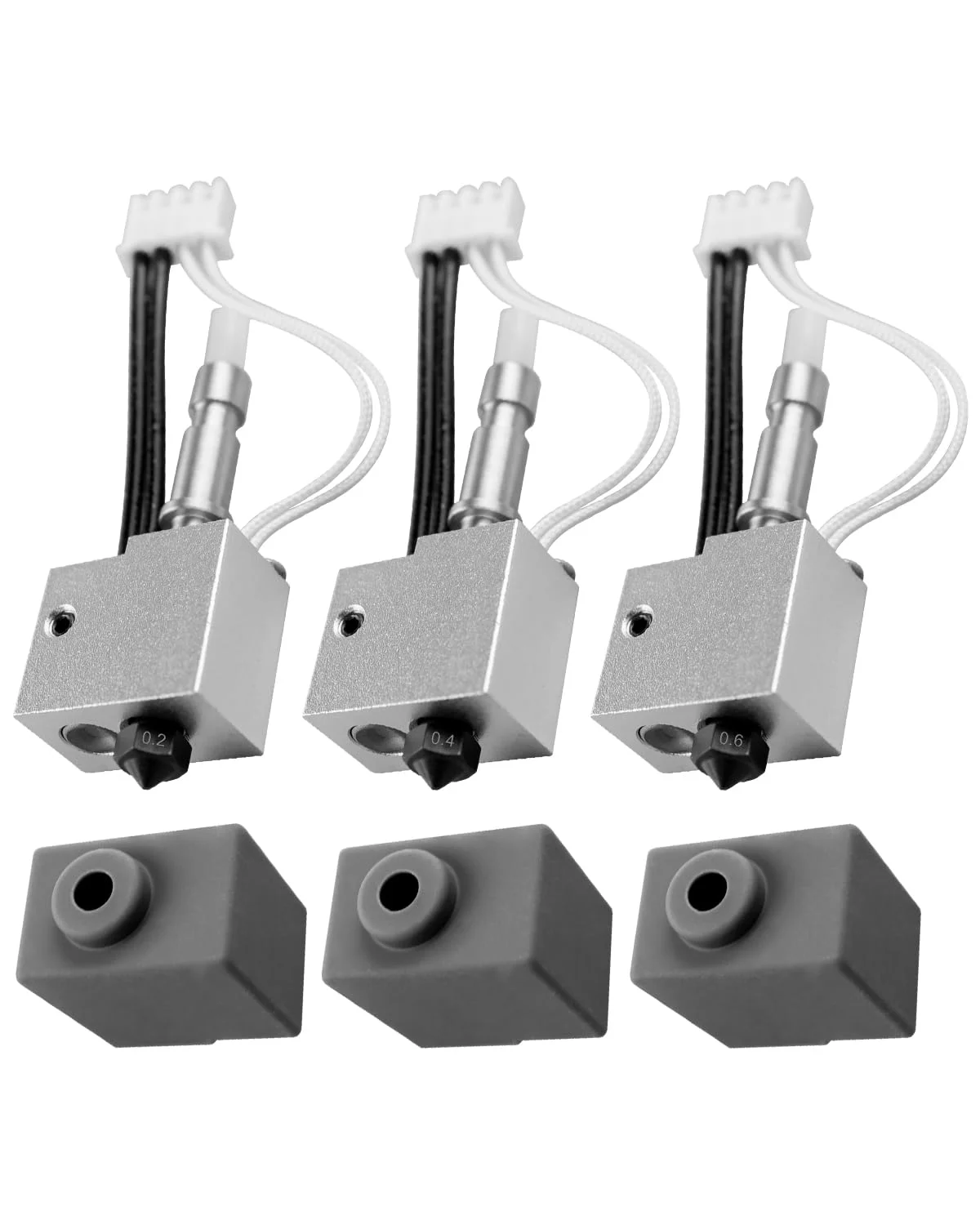 ست ۳ عددی اکسترودر هد چاپ سخت کاری شده ۲۰۰K استیل ضد زنگ مناسب برای پرینتر سه بعدی Anycubic Kobra S1/Combo/ACE Pro FDM با نازل های ۰.۲، ۰.۴ و ۰.۶ میلی متر، شامل بلوک حرارتی، میله حرارتی و ترمیستور