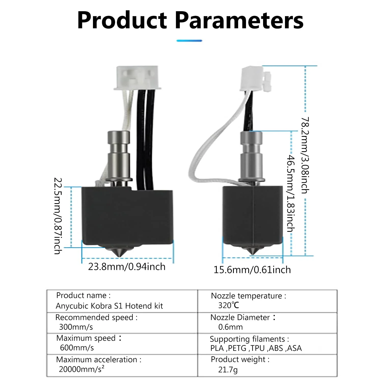 نازل فولادی سخت شده 0.6 میلی متری هات اند Kobra S1، کیت اکسترودر ترکیبی پرینتر سه بعدی Kobra S1 با کارتریج گرمکن، ترمیستور 200K، بلوک گرمکن و جوراب سیلیکونی، پشتیبانی از چاپ با سرعت بالا نازل فولادی سخت شده 0.6 میلی متری هات اند Kobra S1، کیت اکسترودر ترکیبی پرینتر سه بعدی Kobra S1 با کارتریج گرمکن، ترمیستور 200K، بلوک گرمکن و جوراب سیلیکونی، پشتیبانی از چاپ با سرعت بالا