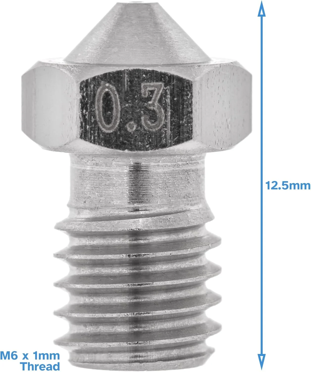 ۵ عدد نازل استیل ضد زنگ 0.3 میلی متری V6 مناسب پرینتر سه بعدی - سازگار با فیلامنت 1.75 میلی متری و رزوه M6 (6 میلی متری) - قطعه یدکی اکسترودر هات اند مقاوم در برابر خوردگی و زنگ زدگی