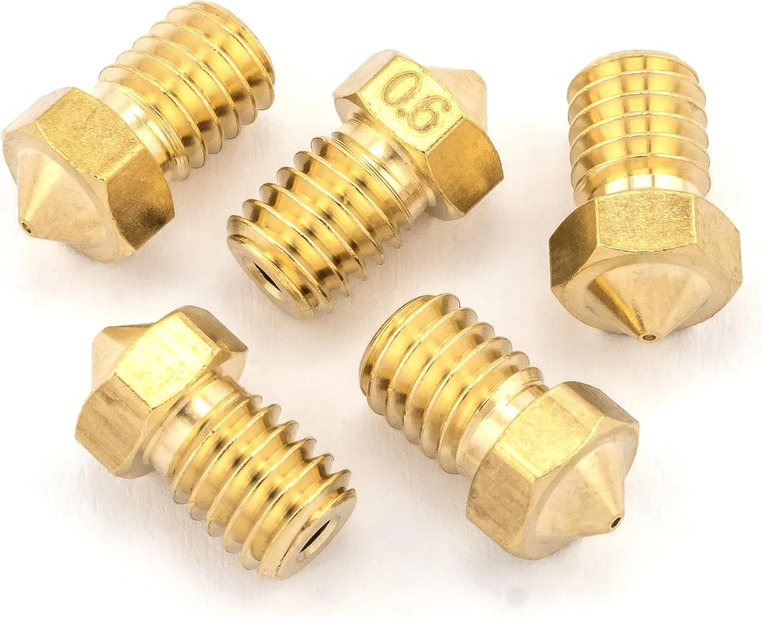 نازل پرینتر سه بعدی برنجی 0.6 میلی متری V6 - سازگار با فیلامنت 1.75 میلی متری و رزوه M6 (6 میلی متری) - قطعه یدکی اکسترودر هات اند E3D مقاوم در برابر خوردگی، ضد زنگ و نچسب