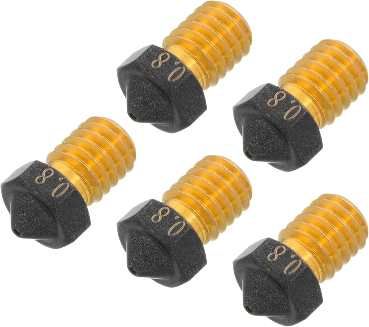 نازل پرینتر سه بعدی برنجی با روکش PTFE، سایز 0.8 میلی متر، مدل V6 - سایز فیلامنت 1.75 میلی متر و رزوه M6 (6 میلی متر) - روکش تفلون نچسب، قطعه یدکی اکسترودر هات اند، ست جایگزین E3D، 40883