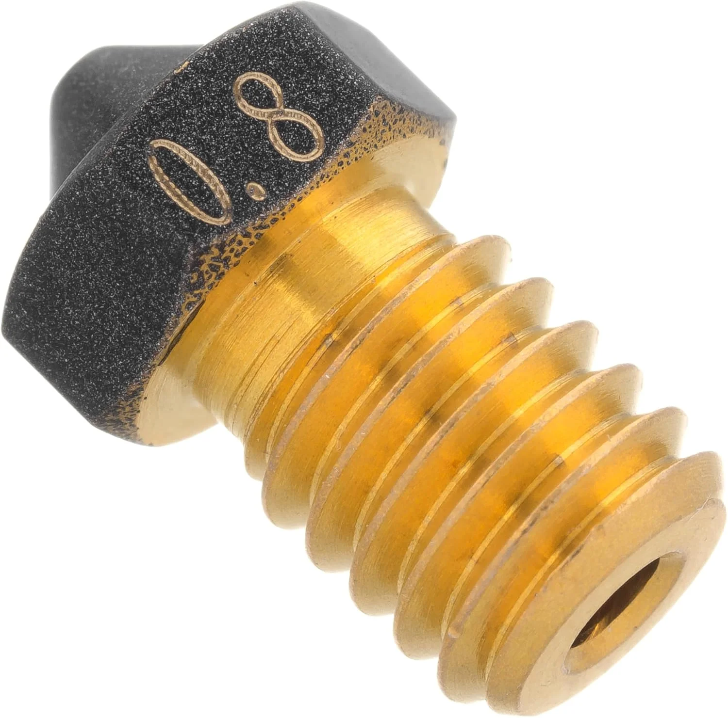 نازل پرینتر سه بعدی برنجی با روکش PTFE، سایز 0.8 میلی متر، مدل V6 - سایز فیلامنت 1.75 میلی متر و رزوه M6 (6 میلی متر) - روکش تفلون نچسب، قطعه یدکی اکسترودر هات اند، ست جایگزین E3D، 40883