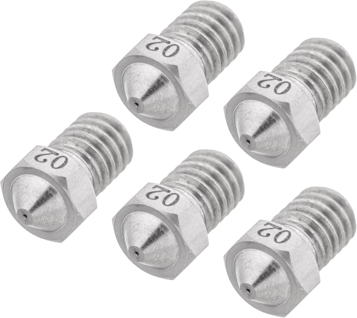 نازل پرینتر سه بعدی استیل ضد زنگ V6، سایز 0.2 میلی متر - سازگار با فیلامنت 1.75 میلی متر و رزوه M6 (6 میلی متر) - قطعه یدکی اکسترودر هات اند، مقاوم در برابر خوردگی و زنگ زدگی، بسته 5 عددی