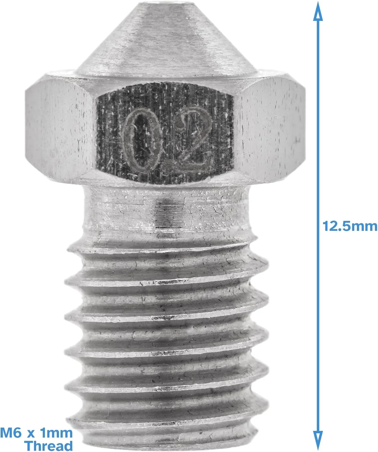 نازل پرینتر سه بعدی استیل ضد زنگ V6، سایز 0.2 میلی متر - سازگار با فیلامنت 1.75 میلی متر و رزوه M6 (6 میلی متر) - قطعه یدکی اکسترودر هات اند، مقاوم در برابر خوردگی و زنگ زدگی، بسته 5 عددی