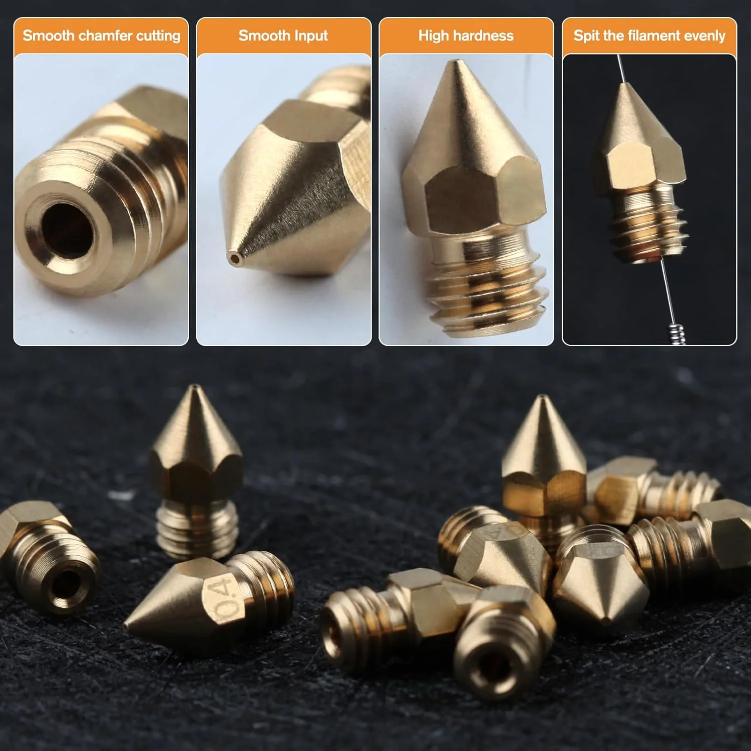 24 عدد نازل MK8 برای اکسترودر پرینتر سه بعدی، نازل های برنجی 0.2mm/0.4mm/0.6mm/0.8mm/1.0mm به همراه کیت تمیز کننده و ابزار DIY مناسب برای Creality Ender 3/Ender 3 Pro/Ender 3 S1/CR 10