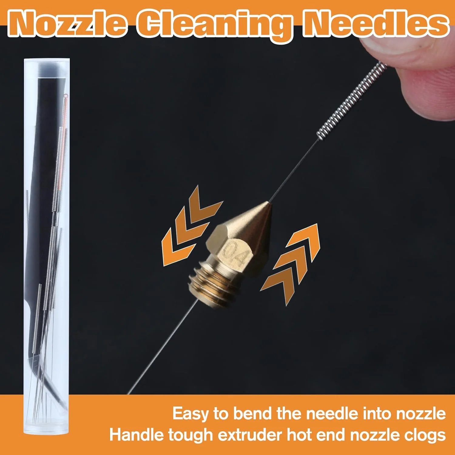 24 عدد نازل MK8 برای اکسترودر پرینتر سه بعدی، نازل های برنجی 0.2mm/0.4mm/0.6mm/0.8mm/1.0mm به همراه کیت تمیز کننده و ابزار DIY مناسب برای Creality Ender 3/Ender 3 Pro/Ender 3 S1/CR 10