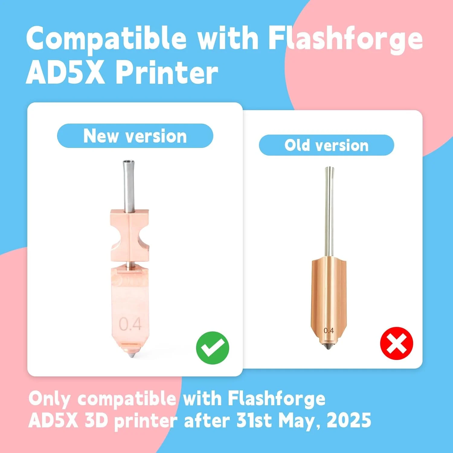 کیت هات‌اند ارتقا یافته 0.25MM 0.4MM 0.6MM سازگار با پرینتر Flashforge AD5X، نازل اکسترودر جداشدنی سریع، بلوک گرمکن رهاسازی سریع، لوله گلو با 3 پوشش سیلیکونی و 1 برس نازل