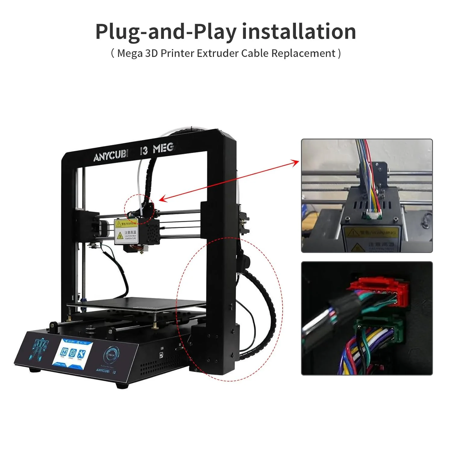 کابل اکسترودر جایگزین FYSETC Anycubi Mega Pro: ارتقا 1.3 متری/51 اینچی 14 پین - سیم اتصال برد انتقال اکسترودر با گام 2.0 میلی‌متری 2x7 سازگار با لوازم جانبی پرینتر سه بعدی Mega S Mega X Mega