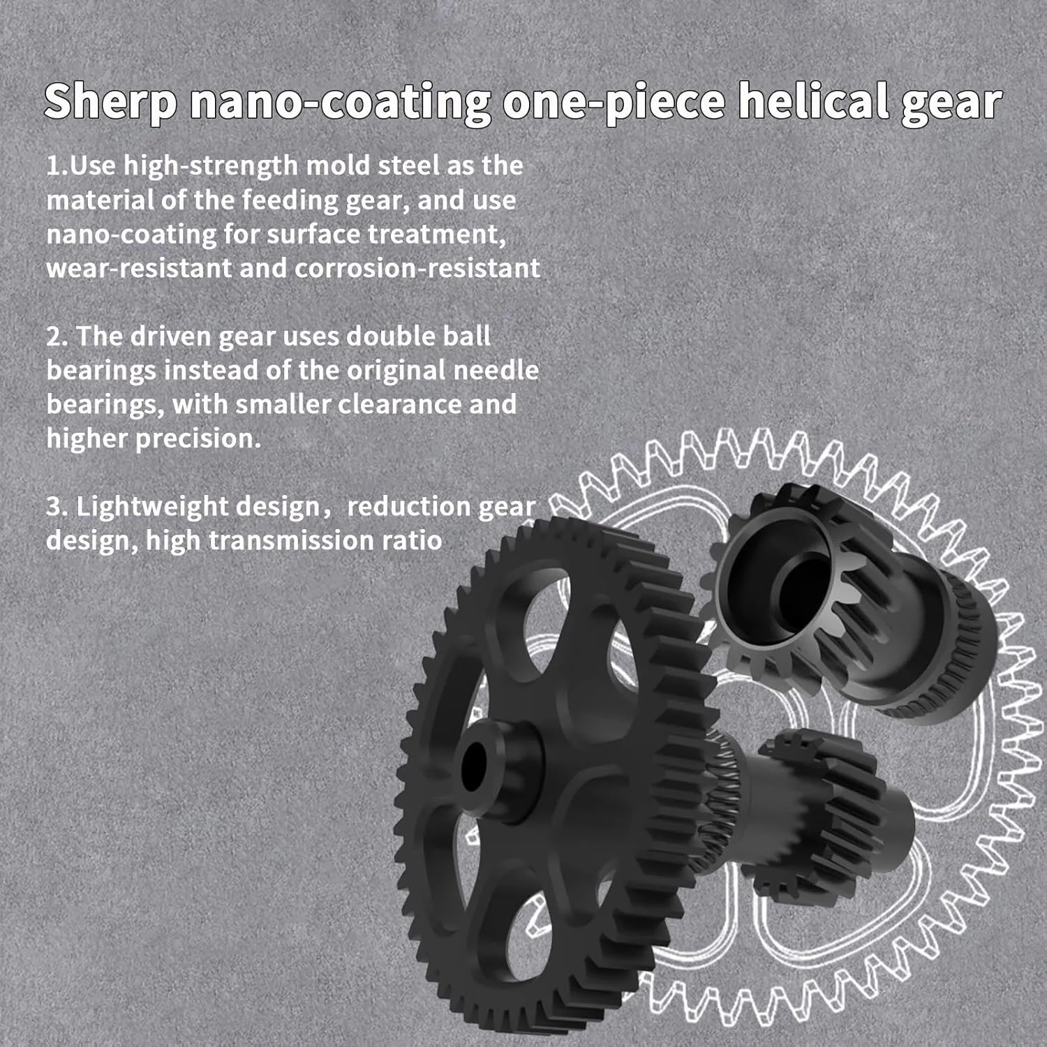 کیت ارتقاء دنده FYSETC Sherpa Mini R2 - جایگزینی دنده اکسترودر با پوشش نانو: قطعه اکستروژن دنده دوگانه مارپیچ فولادی سخت شده یکپارچه، لوازم جانبی اکسترودر درایو مستقیم با طراحی شفت یک تکه