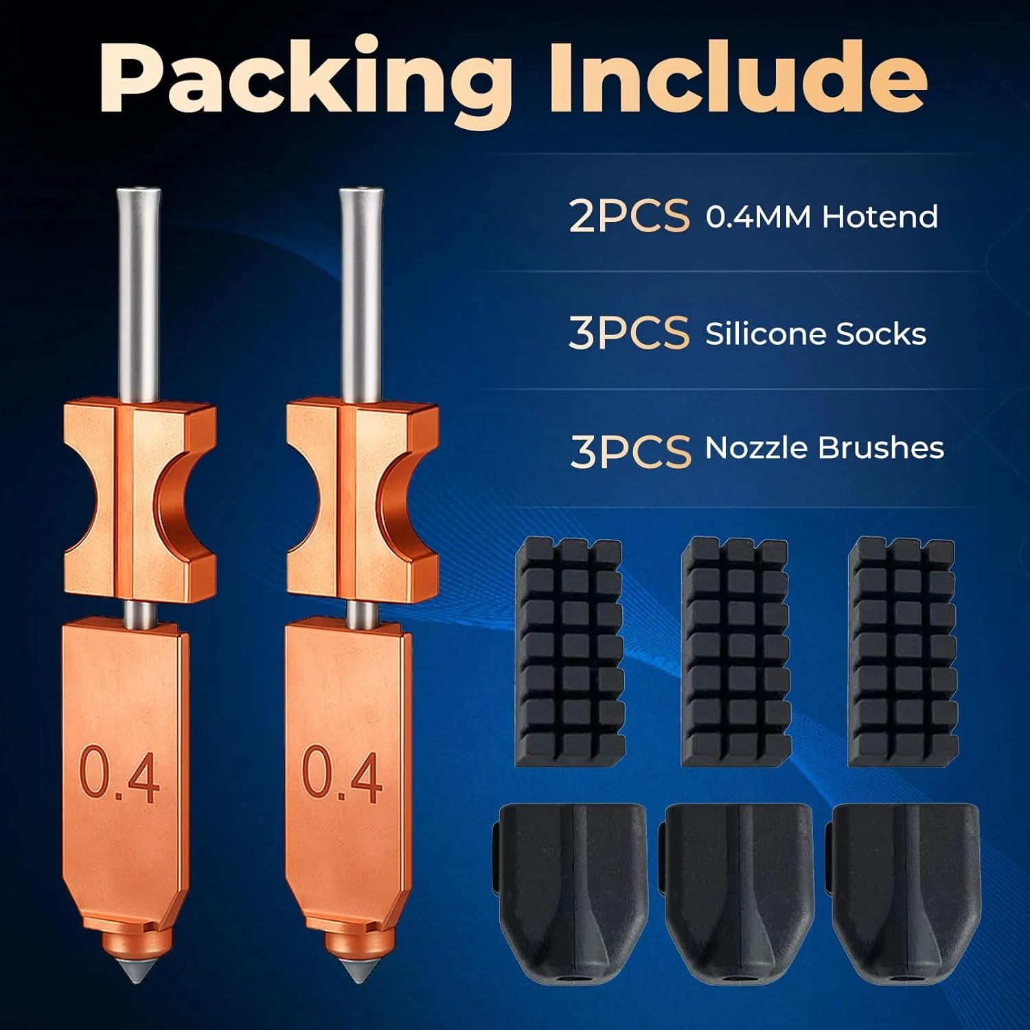 دو عدد نازل هات‌اند یکپارچه 0.4 میلی‌متری ارتقا یافته برای فلش‌فروج AD5X، نازل Adventurer 5X، لوازم جانبی پرینتر سه بعدی، کیت نازل هات‌اند جداشدنی سریع، به همراه 3 عدد جوراب سیلیکونی اضافی + 3 عدد برس نازل