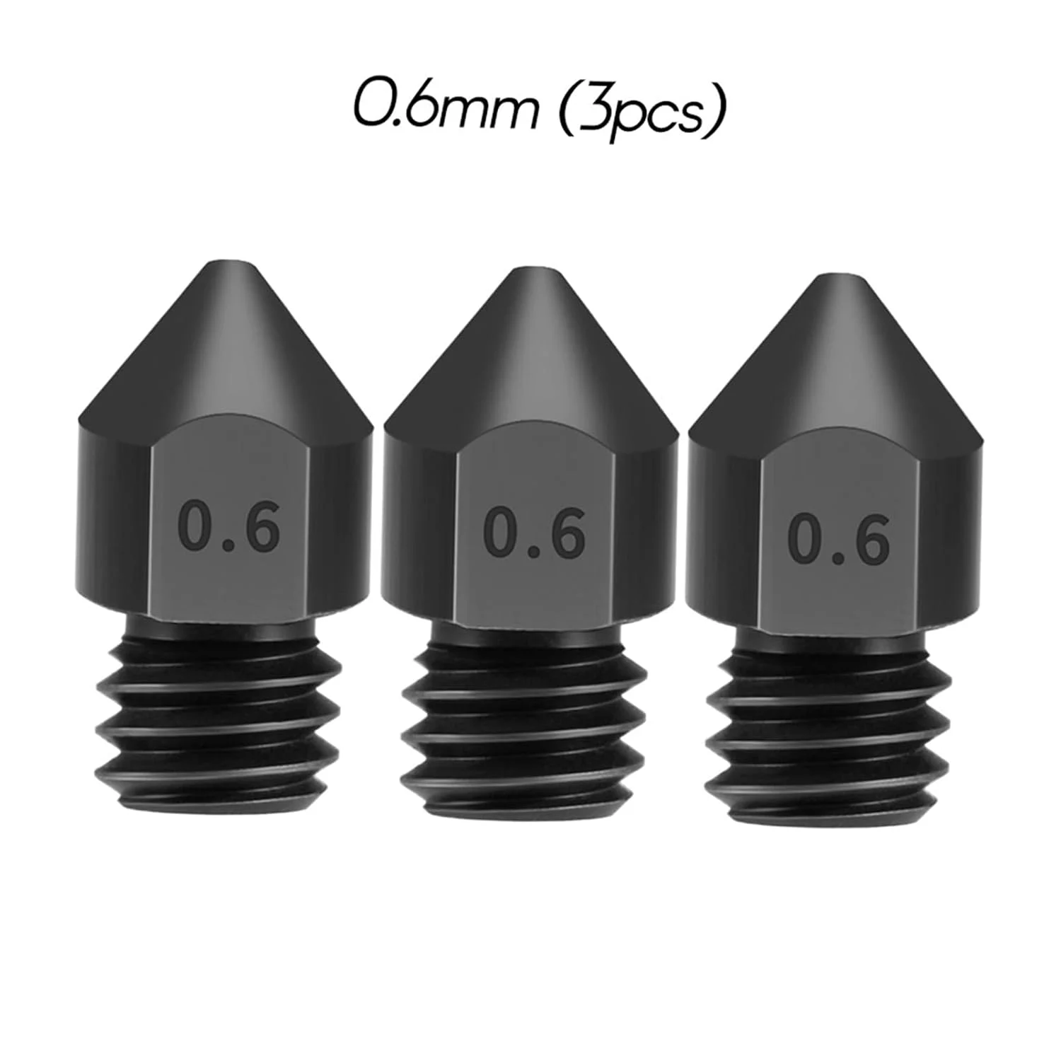 نازل فولادی سخت کاری شده MK8 فانین، 3 عدد نازل 0.6 میلی متری برای فیلامنت 1.75 میلی متری مناسب برای اکسترودر هات اند پرینتر سه بعدی Ender 3/CR-10/CR-10S Pro/TEVO Tarantula Pro/TEVO Flash/Sapphire Pro