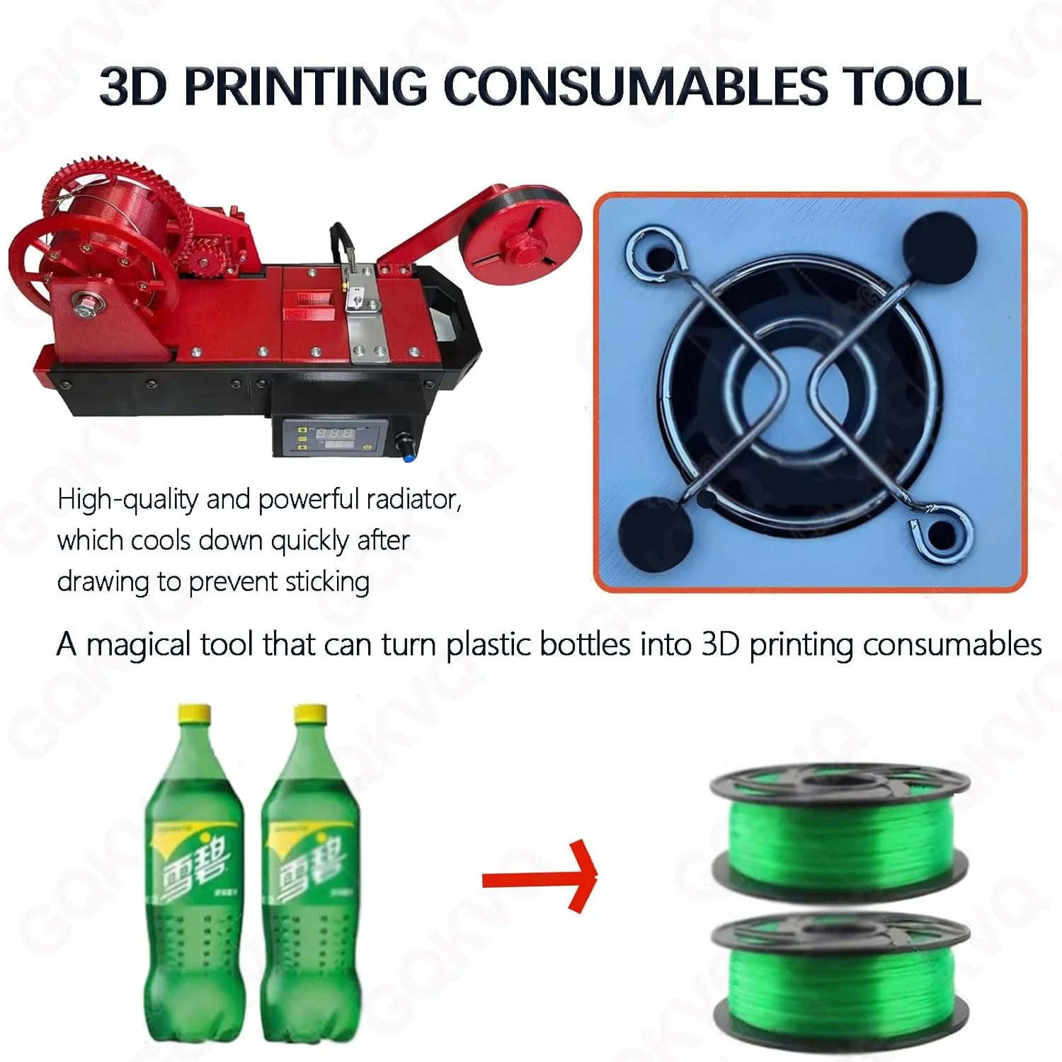 اکسترودر رومیزی فیلامنت برای چاپ سه بعدی، اکسترودر پرینتر سه بعدی، اکسترودر فیلامنت بطری های پلاستیکی، بازیافت کننده بطری پت بازیافتی برای خانواده ها، سازندگان DIY، استودیوهای کوچک - قرمز