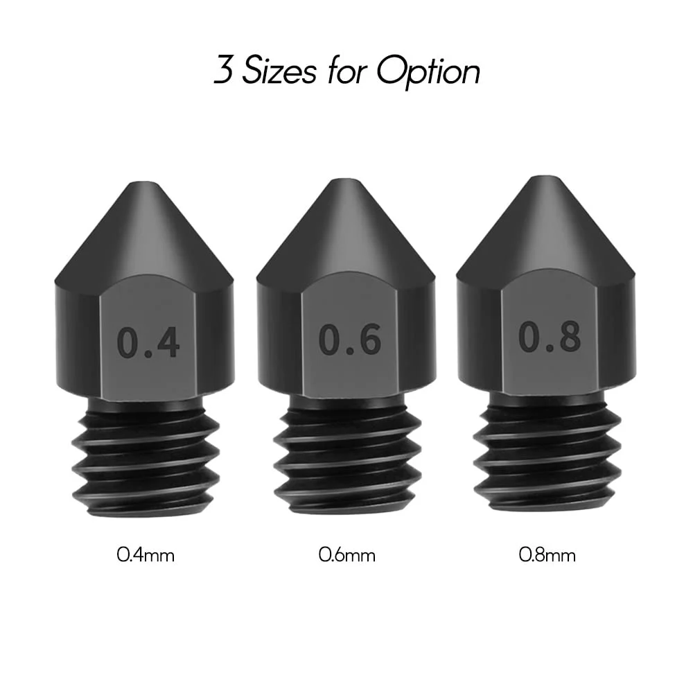 نازل فولادی سخت کاری شده MK8 فانین، 3 عدد نازل 0.6 میلی متری برای فیلامنت 1.75 میلی متری مناسب برای اکسترودر هات اند پرینتر سه بعدی Ender 3/CR-10/CR-10S Pro/TEVO Tarantula Pro/TEVO Flash/Sapphire Pro