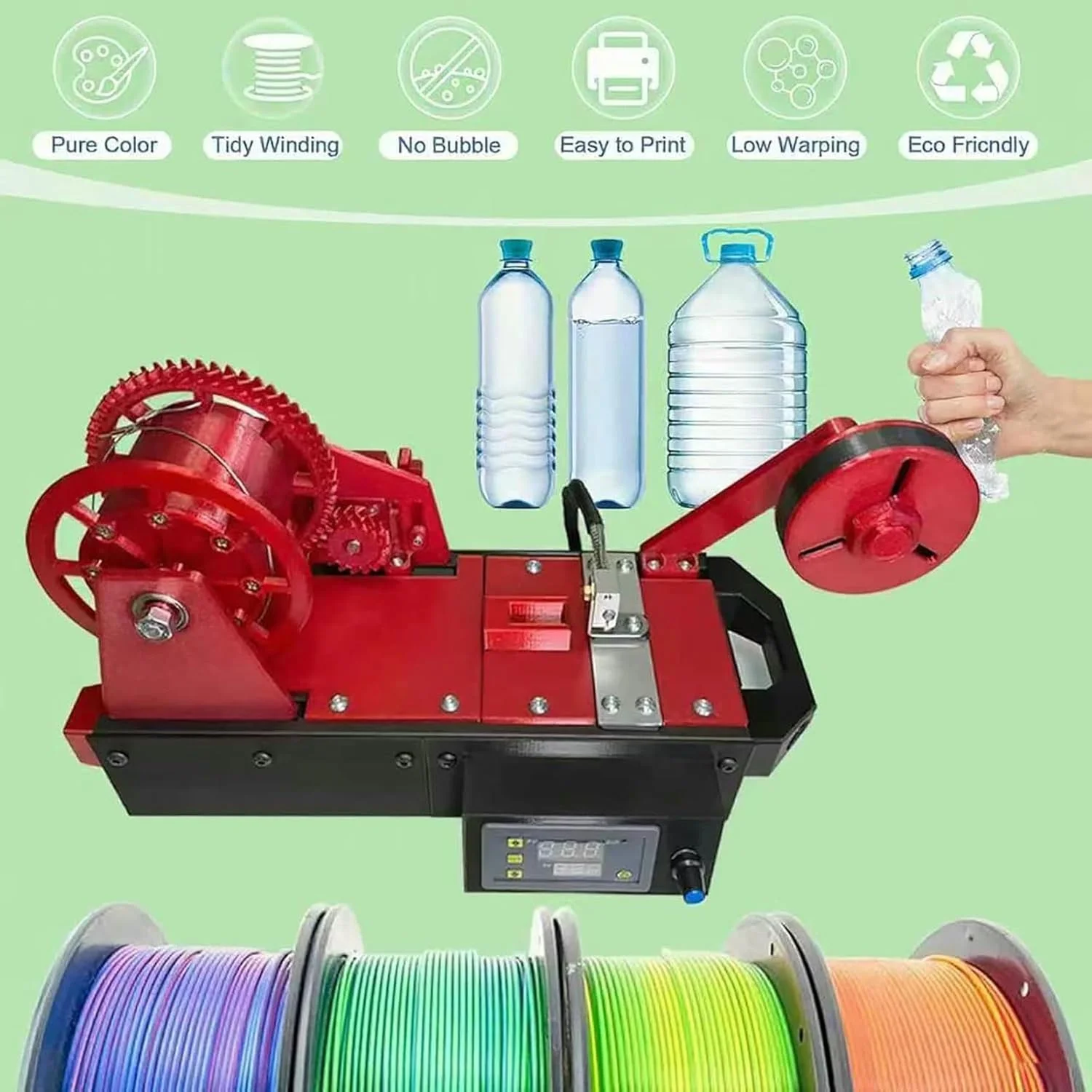 اکسترودر پرینتر سه بعدی، سازنده فیلامنت بازیافتی پت، بازیافت کننده بطری، با نمایشگر دیجیتال دما، سرعت قابل تنظیم، برای خانواده ها، سازندگان DIY (قرمز) اکسترودر پرینتر سه بعدی، سازنده فیلامنت بازیافتی پت، بازیافت کننده بطری، با نمایشگر دیجیتال دما، سرعت قابل تنظیم، برای خانواده ها، سازندگان DIY (قرمز)