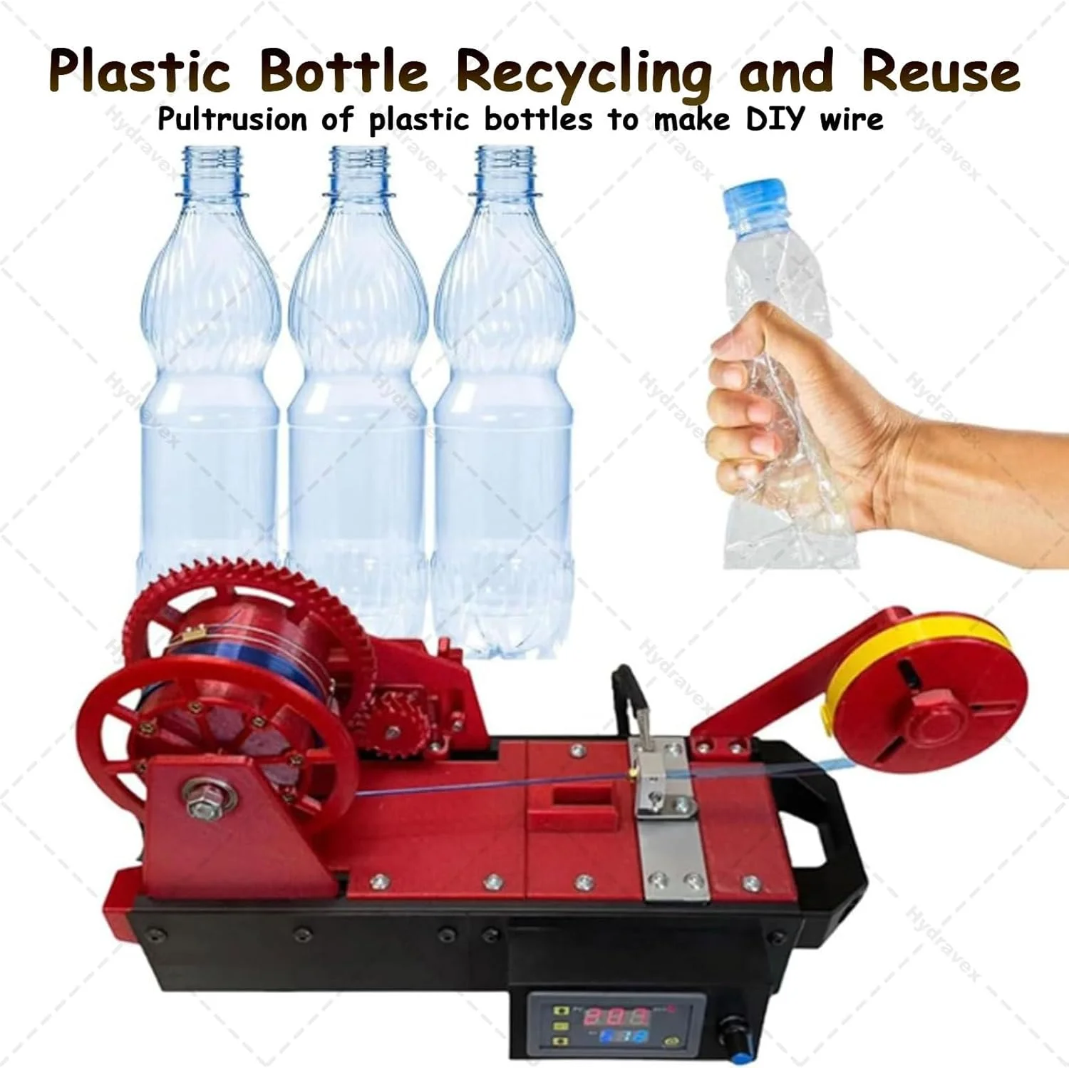 اکسترودرهای پرینتر سه بعدی، سازنده فیلامنت بازیافتی پت، با نمایشگر دیجیتال دما، سرعت قابل تنظیم، سازنده فیلامنت رومیزی برای خانواده (قرمز)