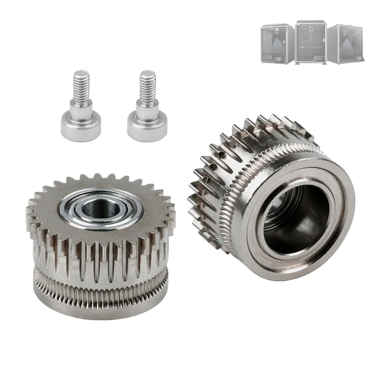 چرخ دنده K1 (2 عدد) کیت چرخ دنده اکسترودر K1 Max، چرخ دنده اکسترودر تمام فلزی برای K1 / K1 Max / K1C، روکش نیکل، فولاد سخت شده، لوازم جانبی و قطعات پرینتر سه بعدی