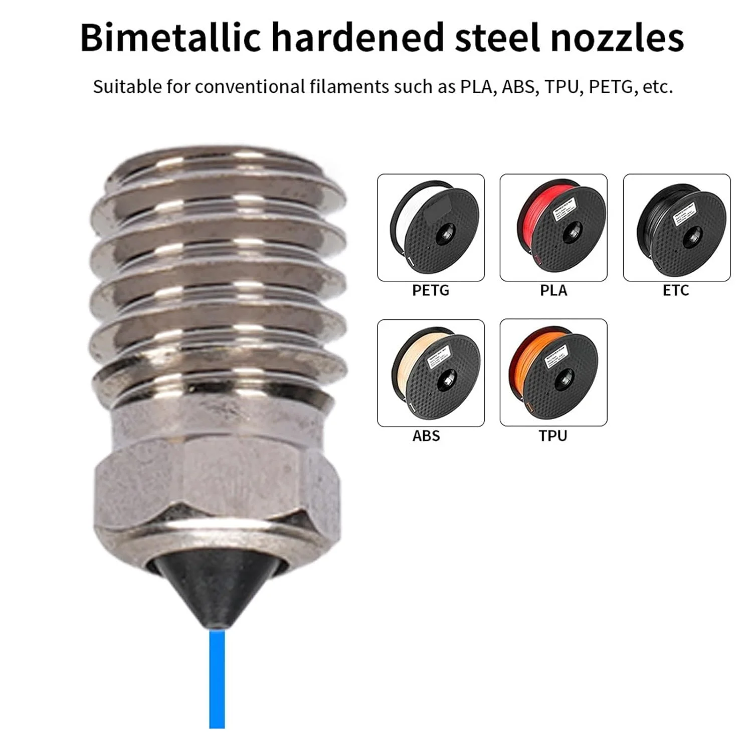 نازل های اکسترودر هات اند، نازل های فولادی سخت کاری شده با جریان بالا، جایگزین برای پرینتر سه بعدی آزمایشگاهی (0.2 میلی متر)